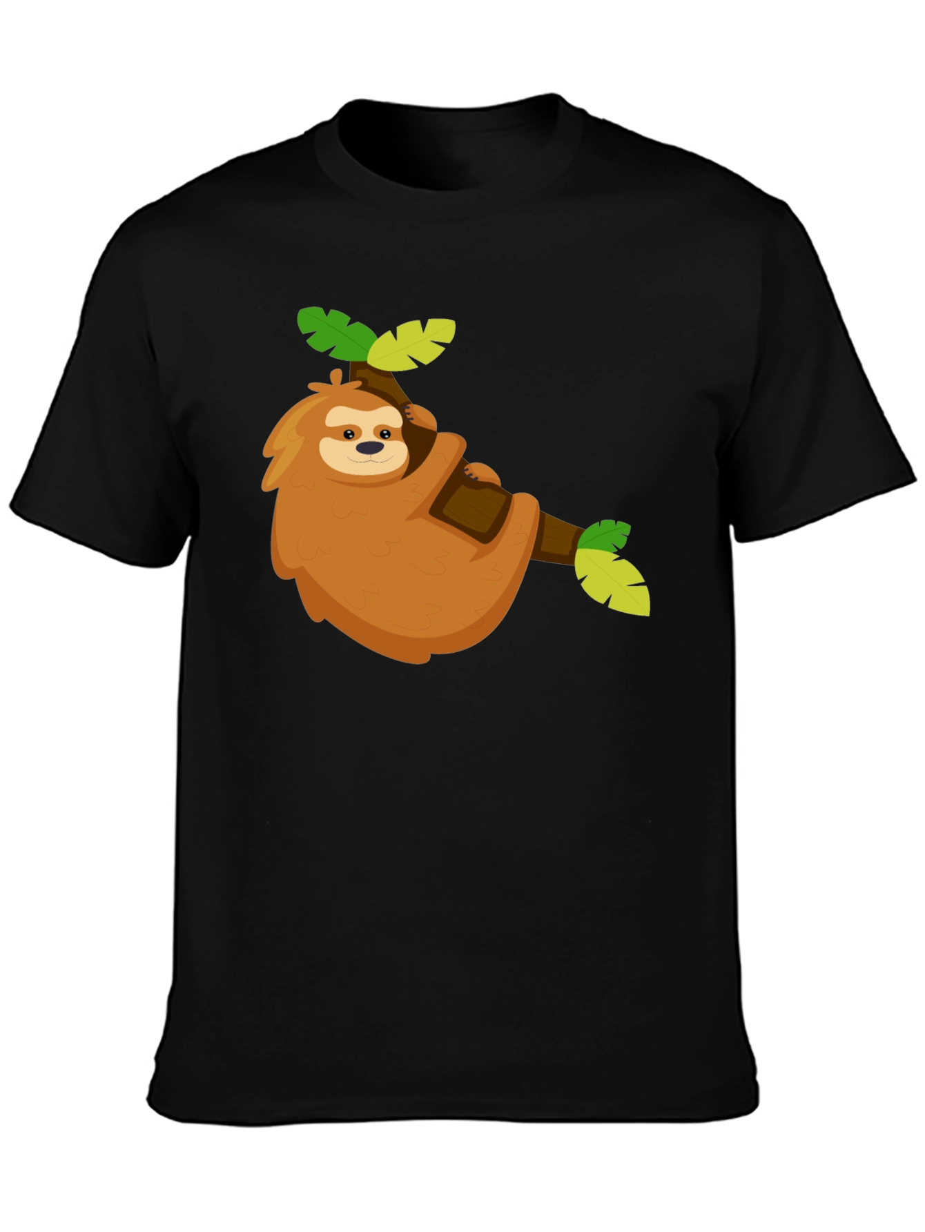 Black Cute Sloth Graphic Tee - Relaxed & Fun view 3