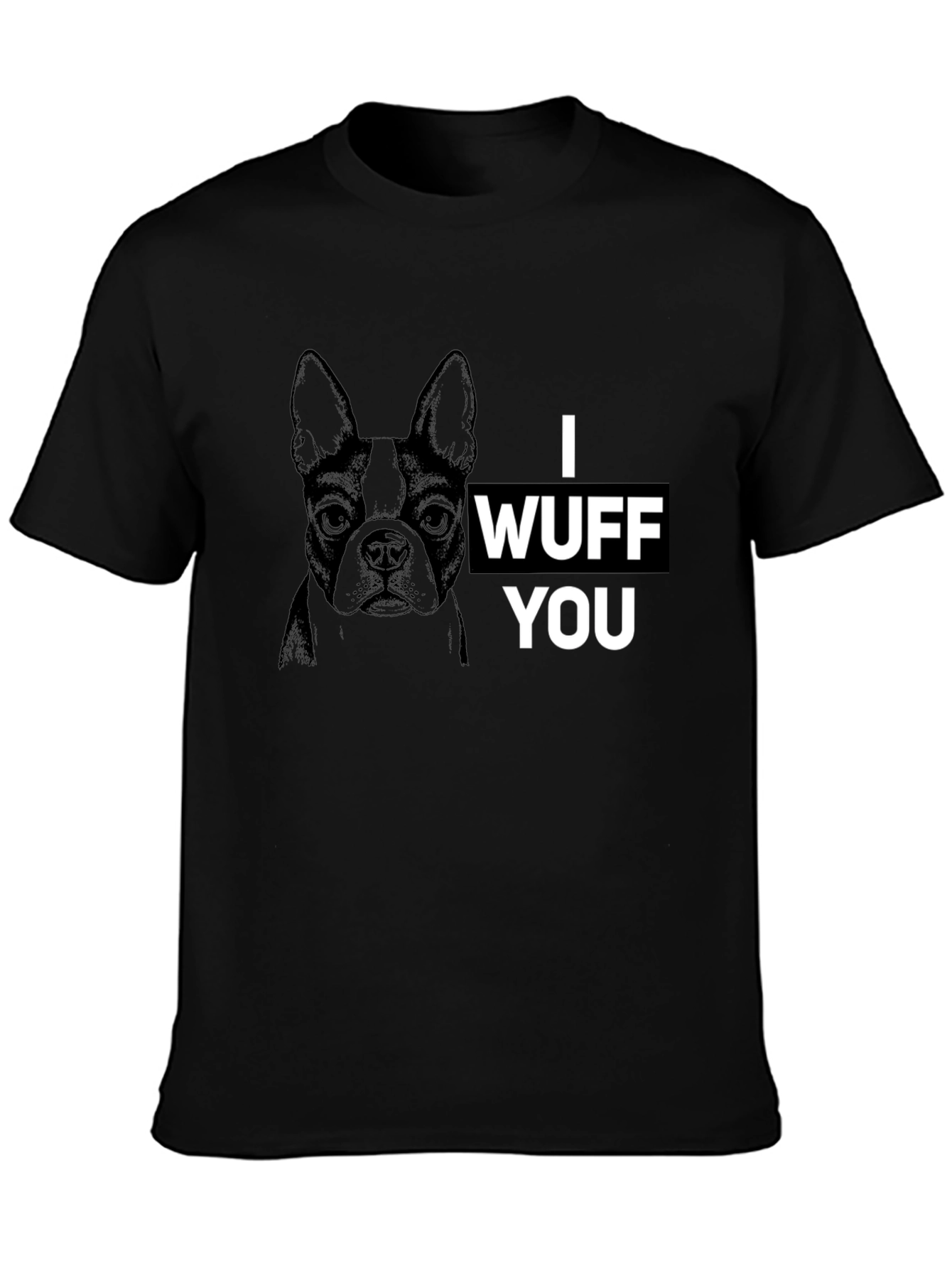 Black I Wuff You Graphic Tee - Black Cotton Blend view 3