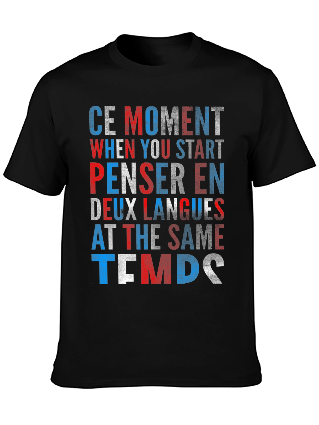 Black Think In Two Languages Graphic Tee view 3