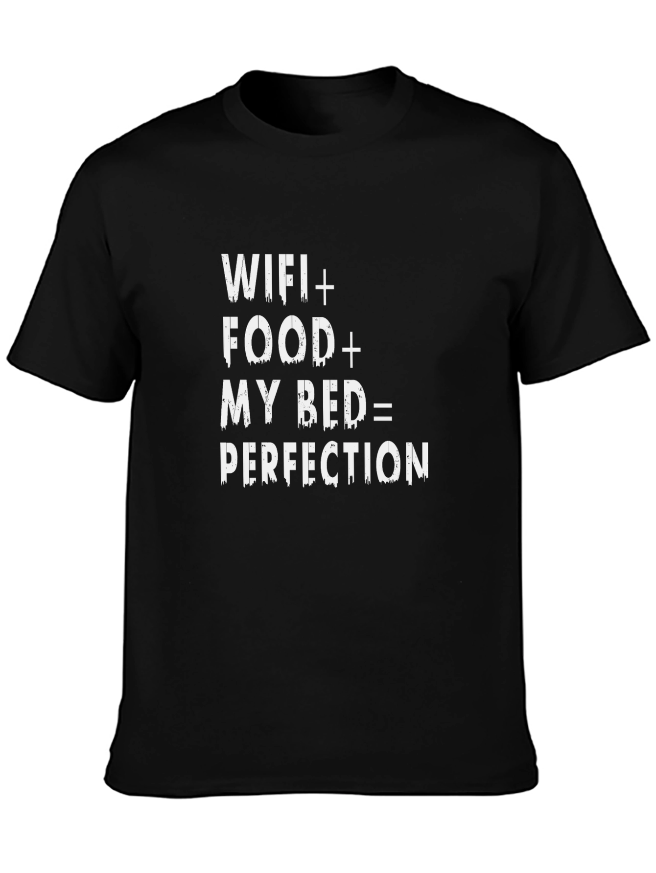 Black Wifi Food Bed Perfection T-Shirt - Comfort & Humor view 3