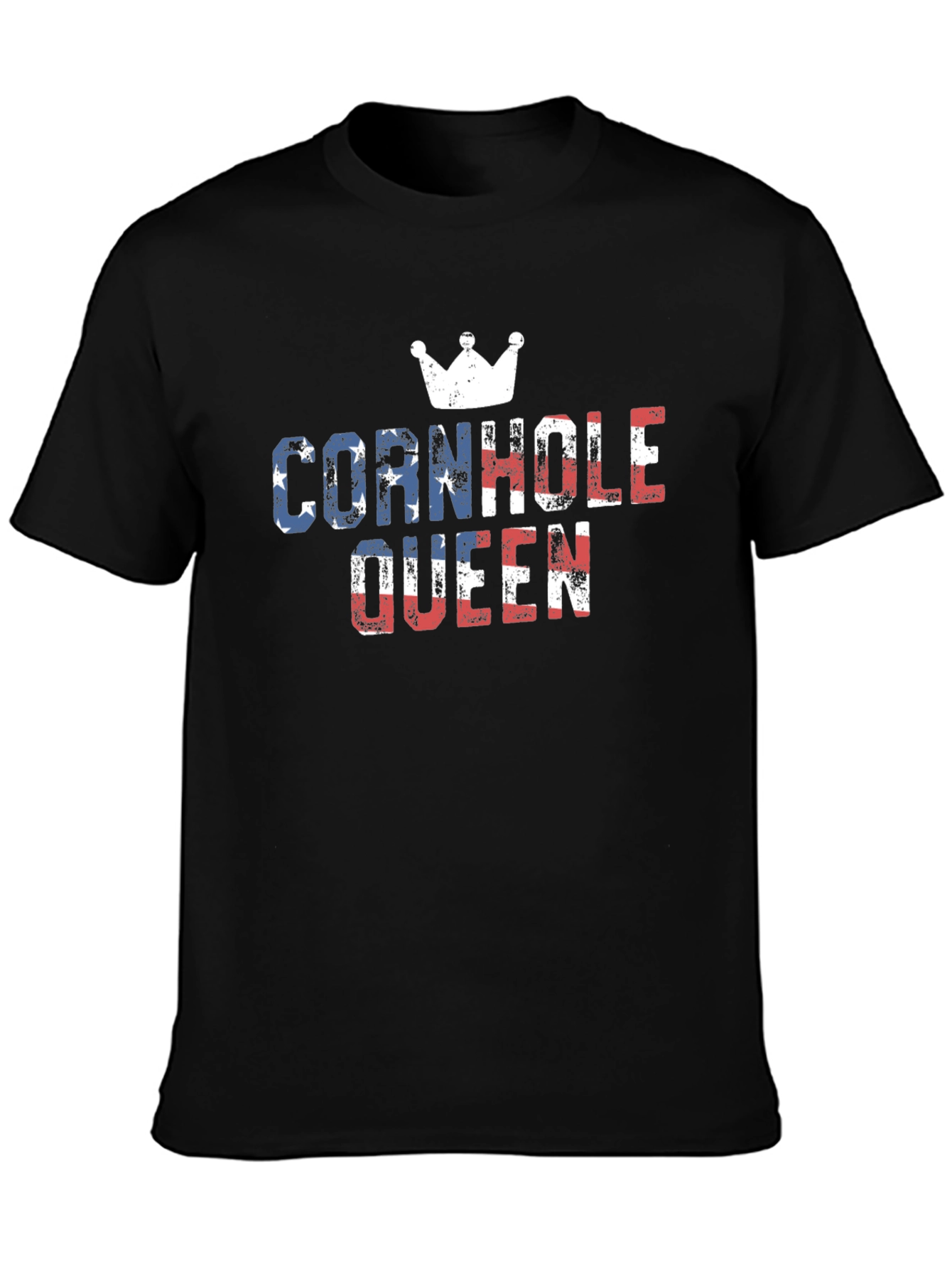 Black Cornhole Queen Patriotic T-Shirt view 3