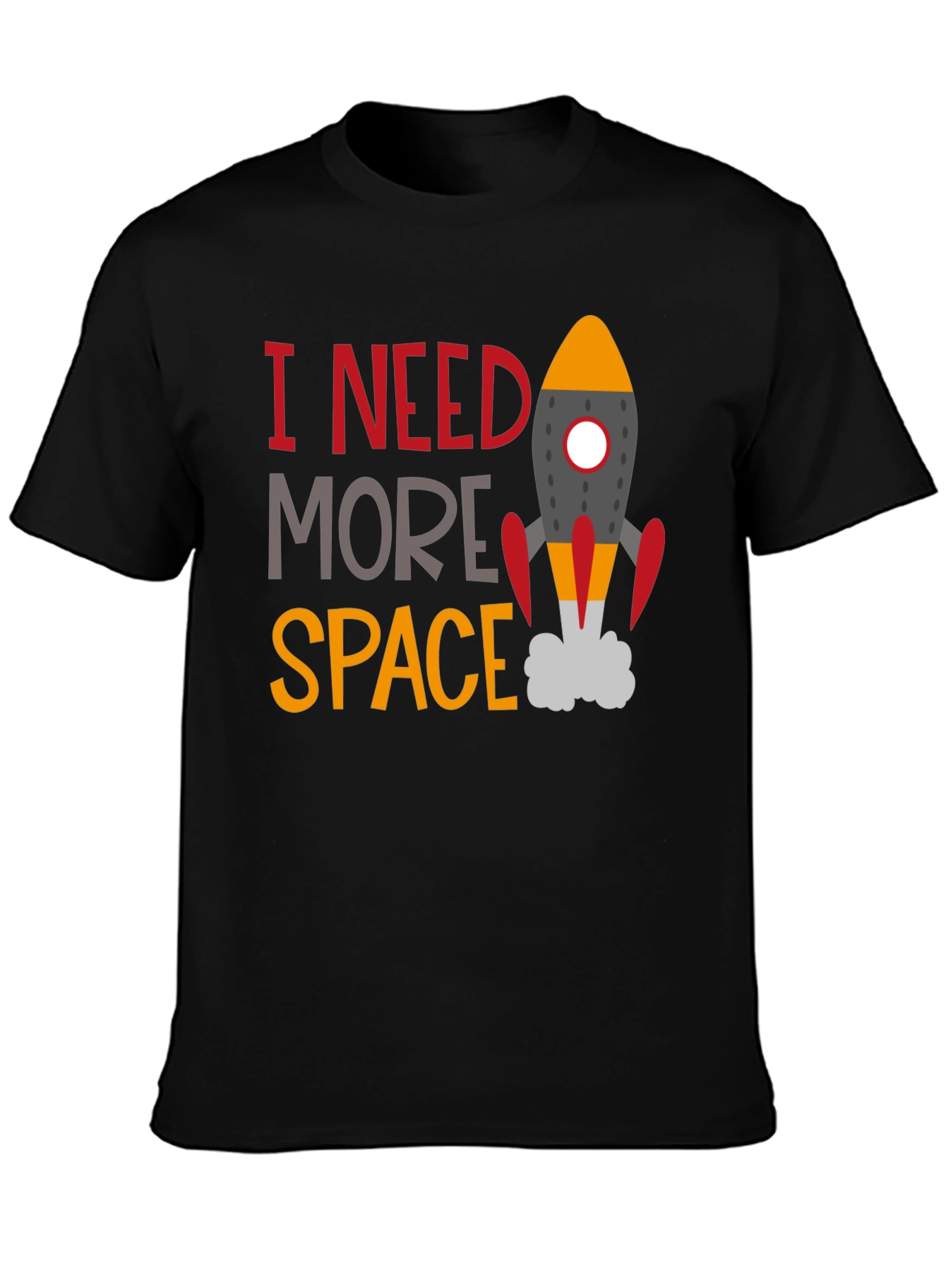 Black I Need More Space Graphic Tee - Astronomy T-Shirt view 3