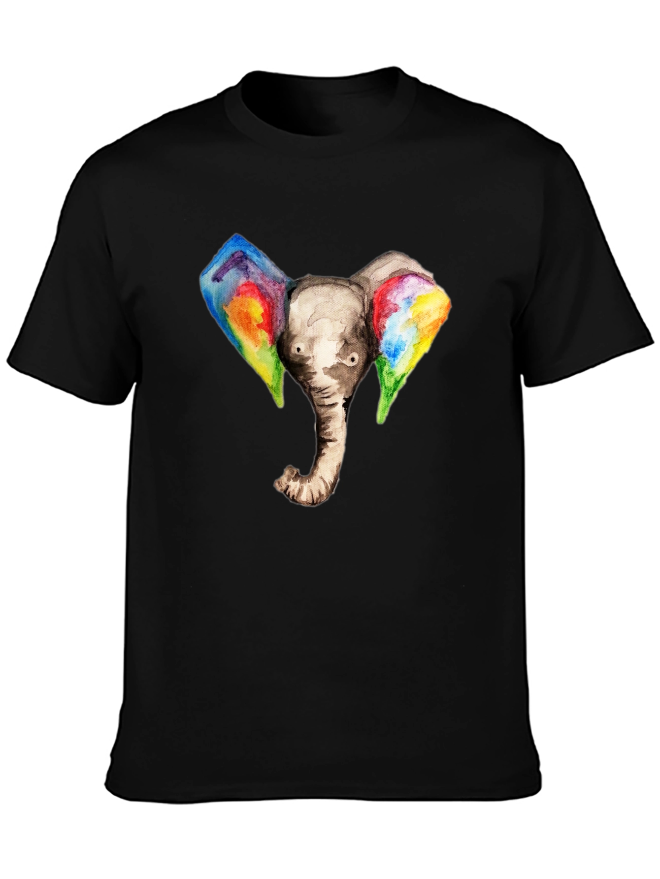 Black Elephant Rainbow Ears Graphic T-Shirt view 3