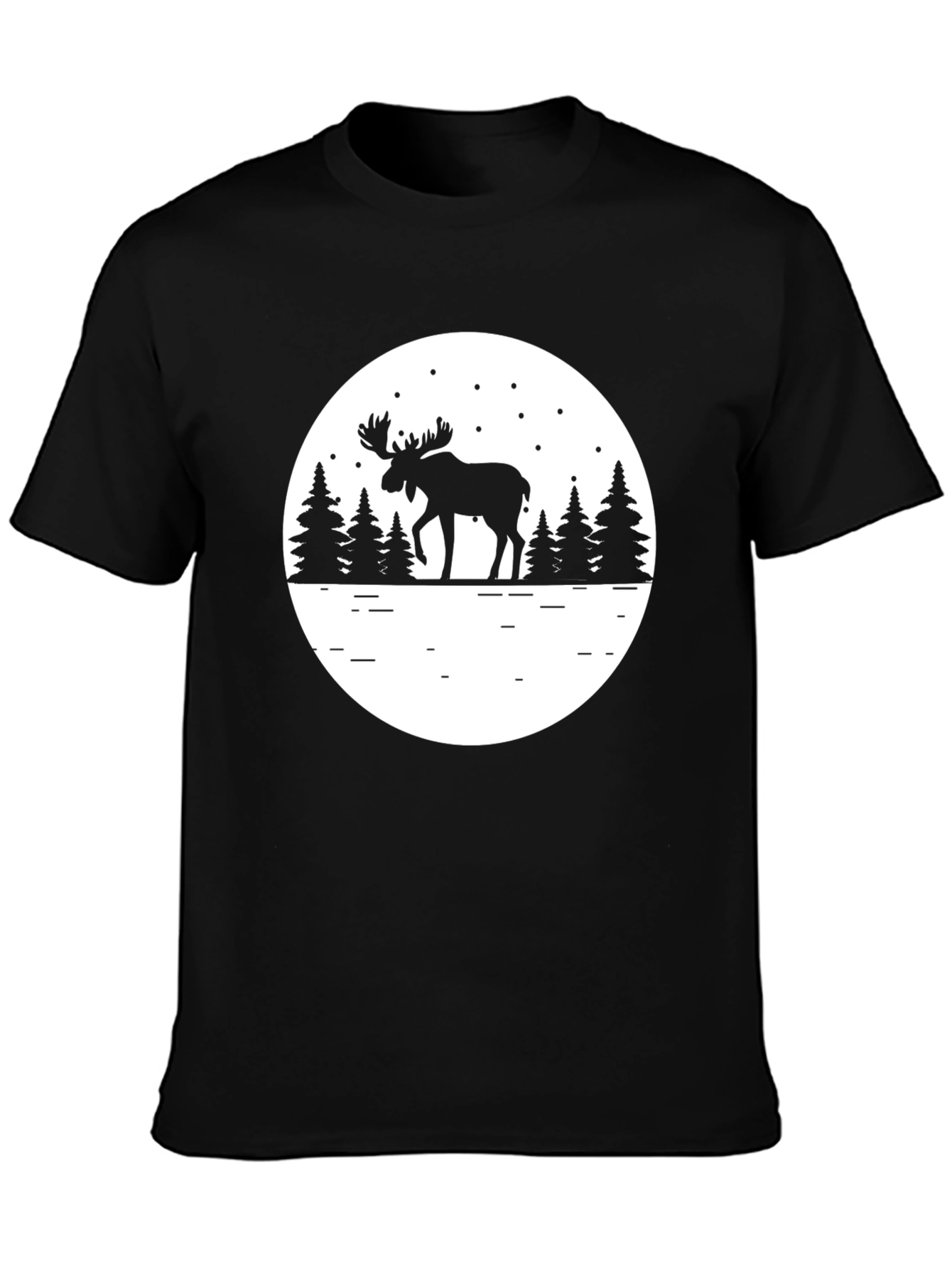 Black Moose Silhouette Graphic Tee - Black view 3
