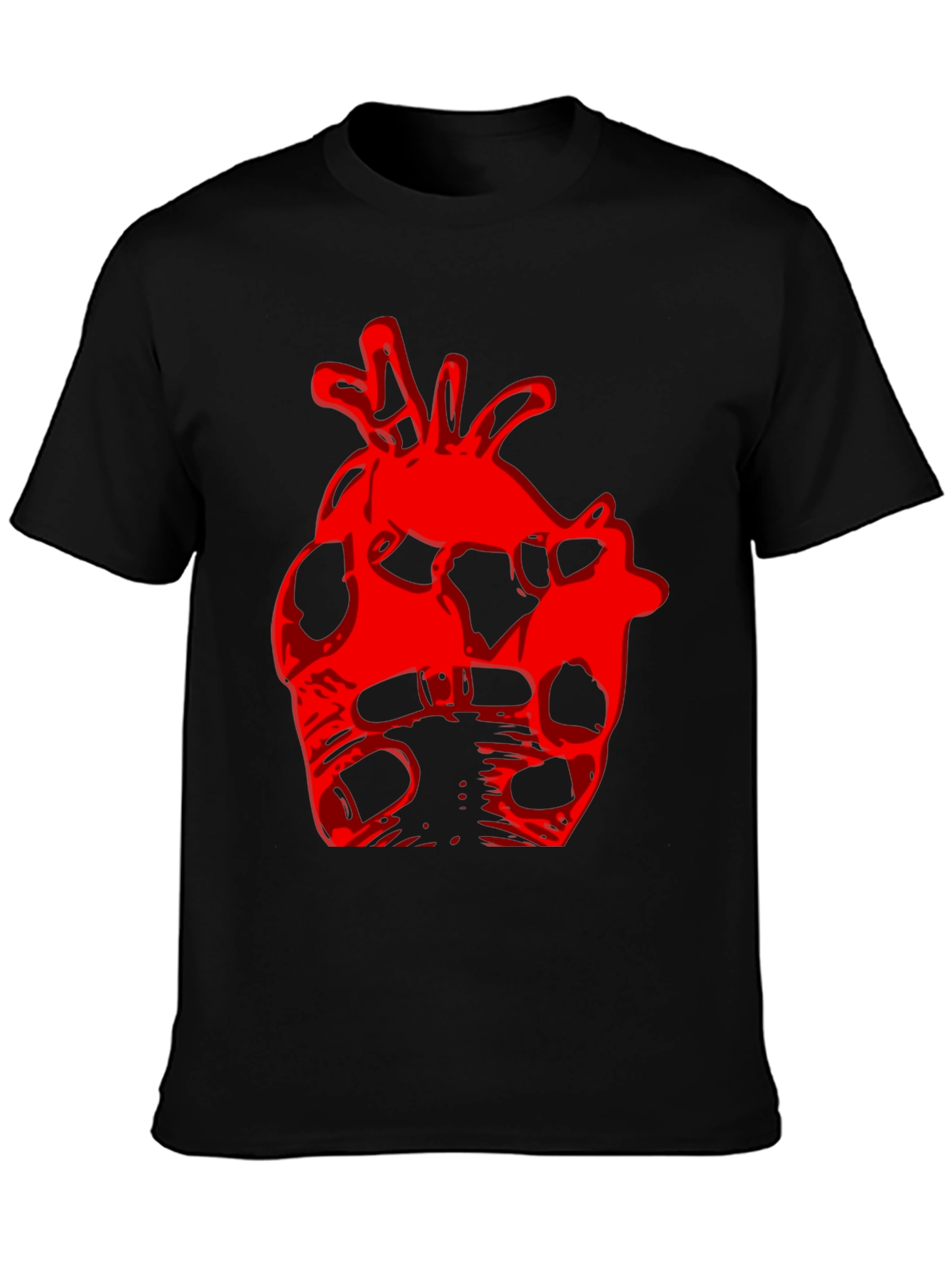 Black Abstract Heart Graphic Black T-Shirt view 3