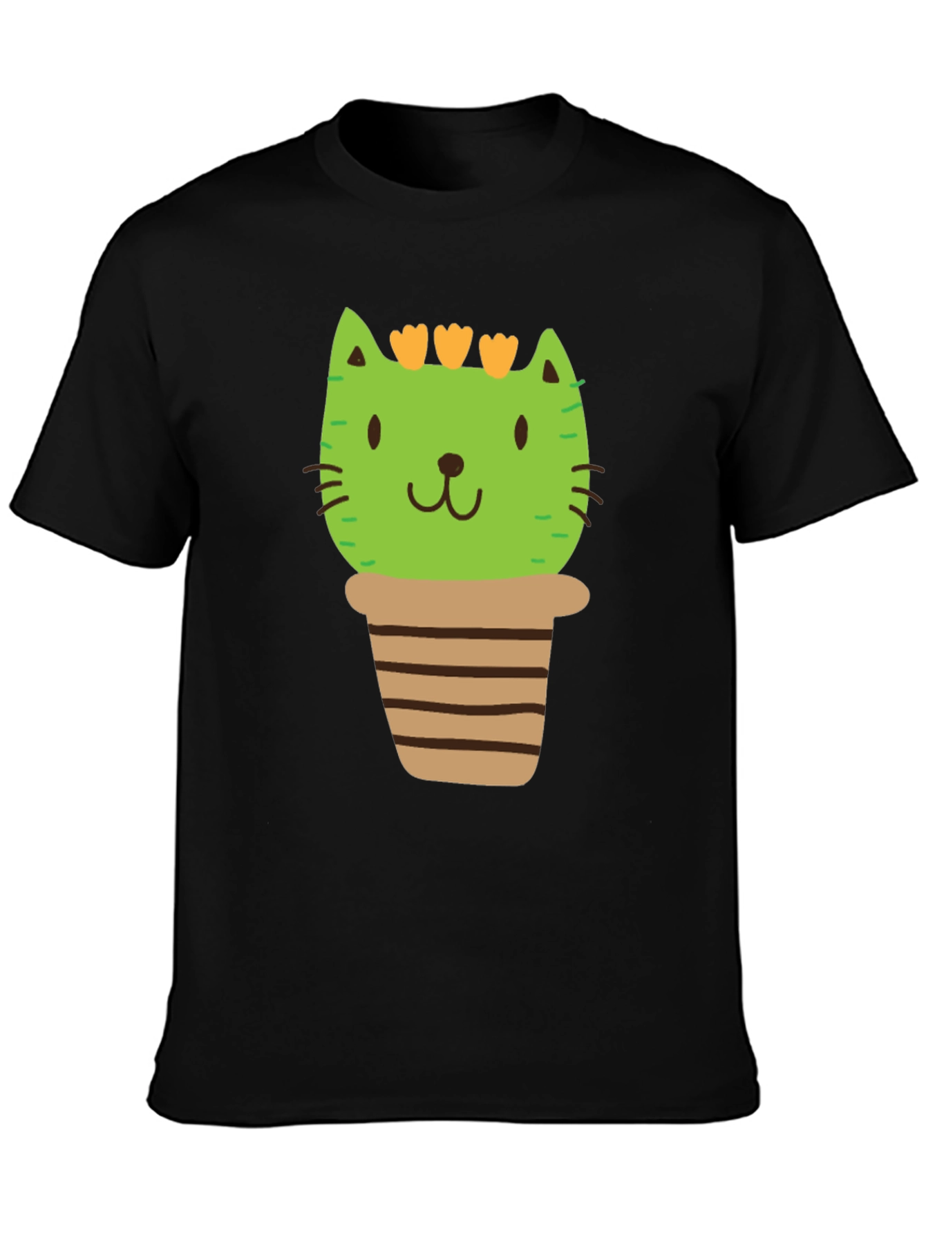 Black Cactus Cat T-Shirt - Plant Lover Tee view 3