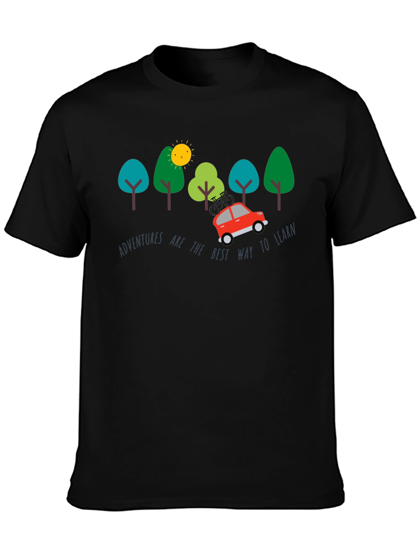 Black Adventure Awaits T-Shirt - Learn Through Travel view 3
