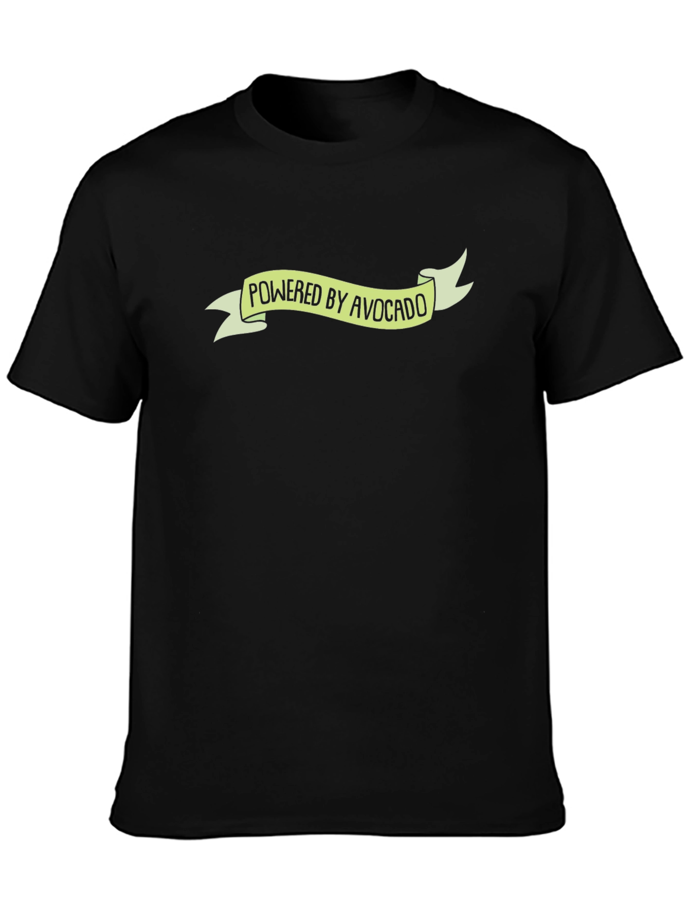 Black Powered by Avocado T-Shirt - Black, Graphic Tee view 3