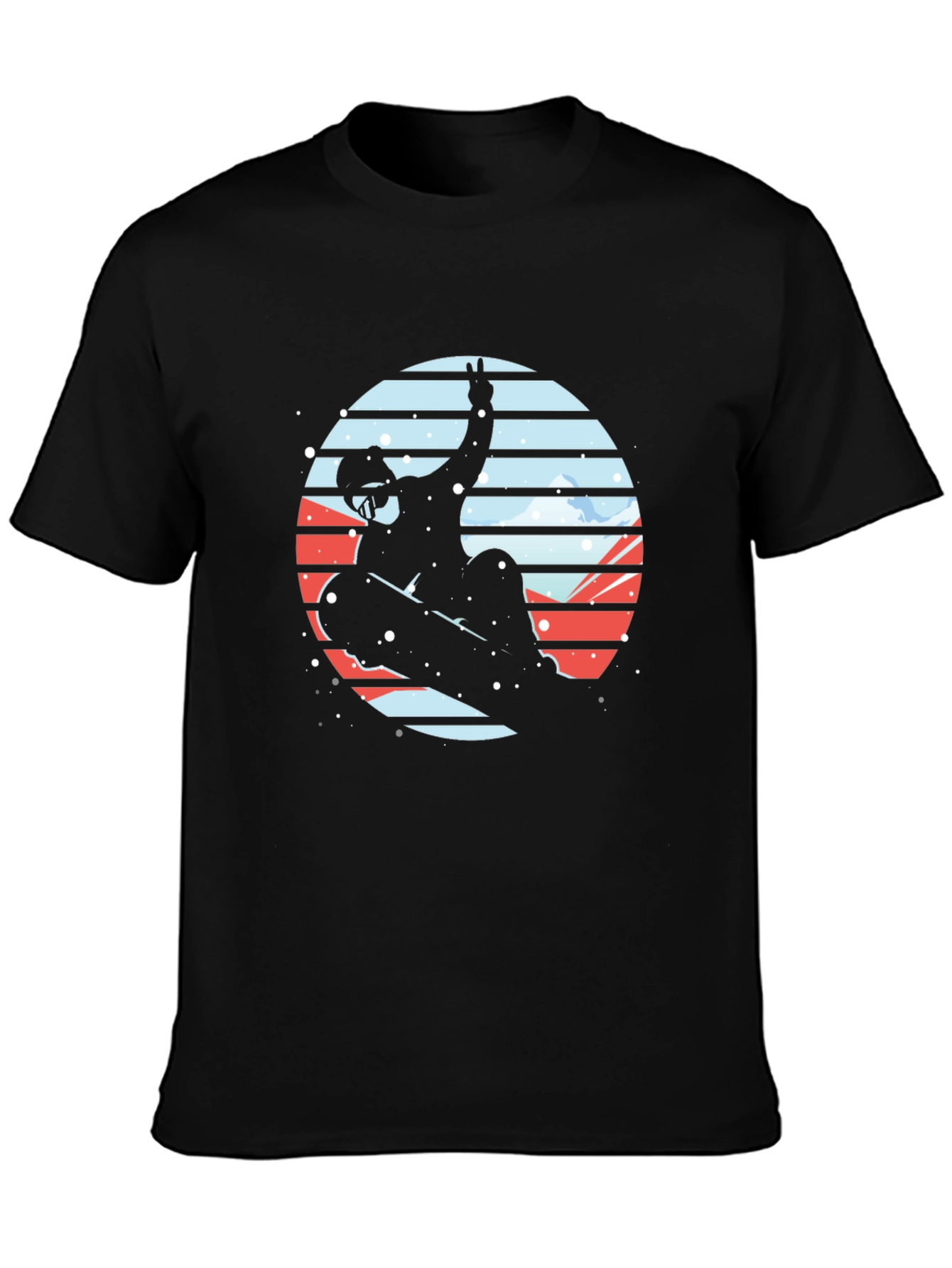 Black Snowboarder Silhouette Graphic Tee - Stylish & Unique Design view 3