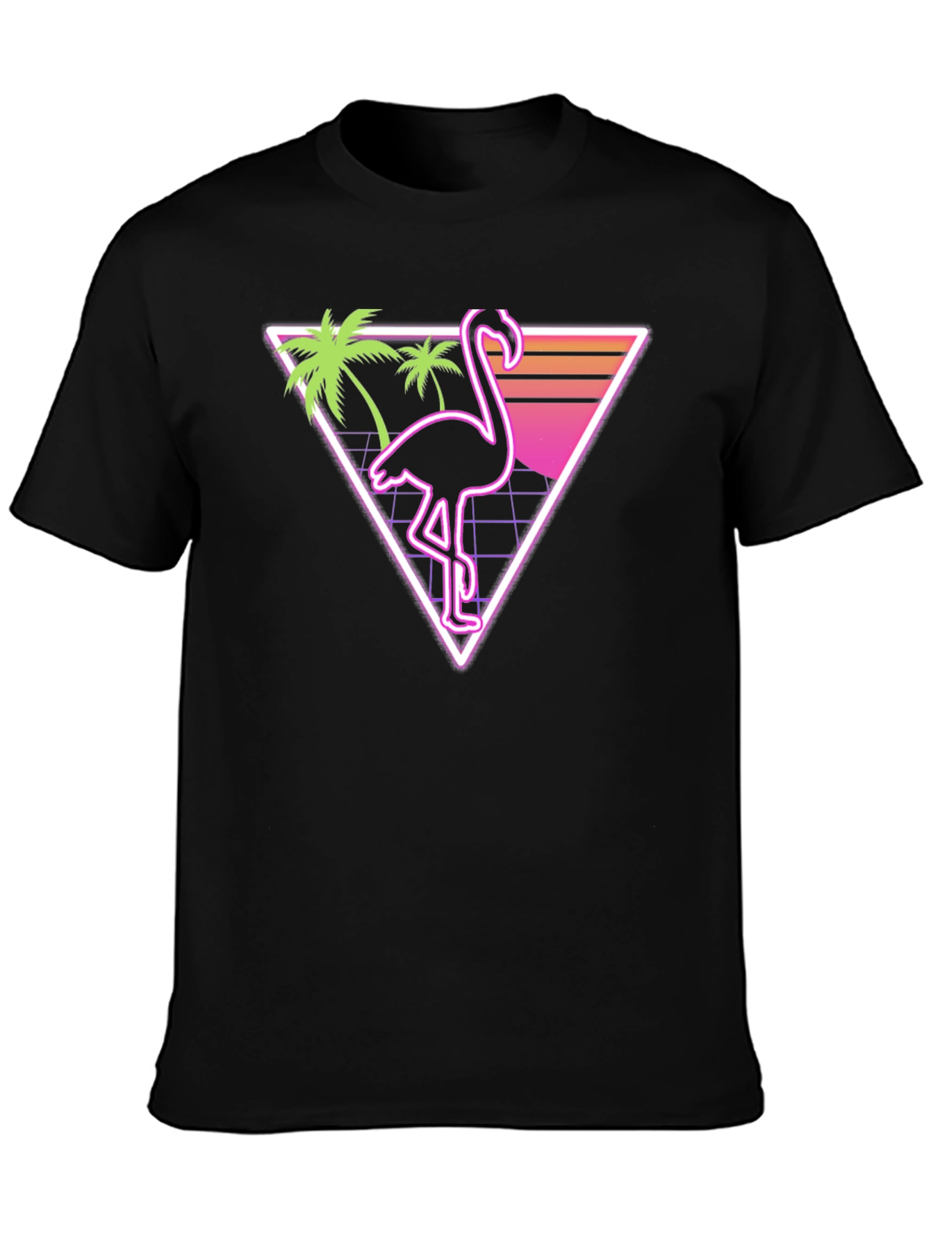 Black Retro Flamingo T-Shirt - Vaporwave Style view 3