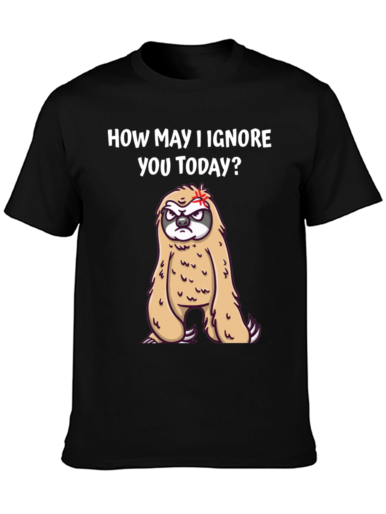 Black Funny Sloth T-Shirt - How May I Ignore You Today? view 3
