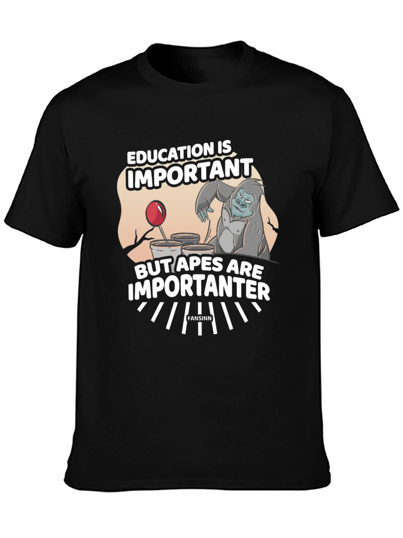 Black Education vs Apes Graphic T-Shirt view 3