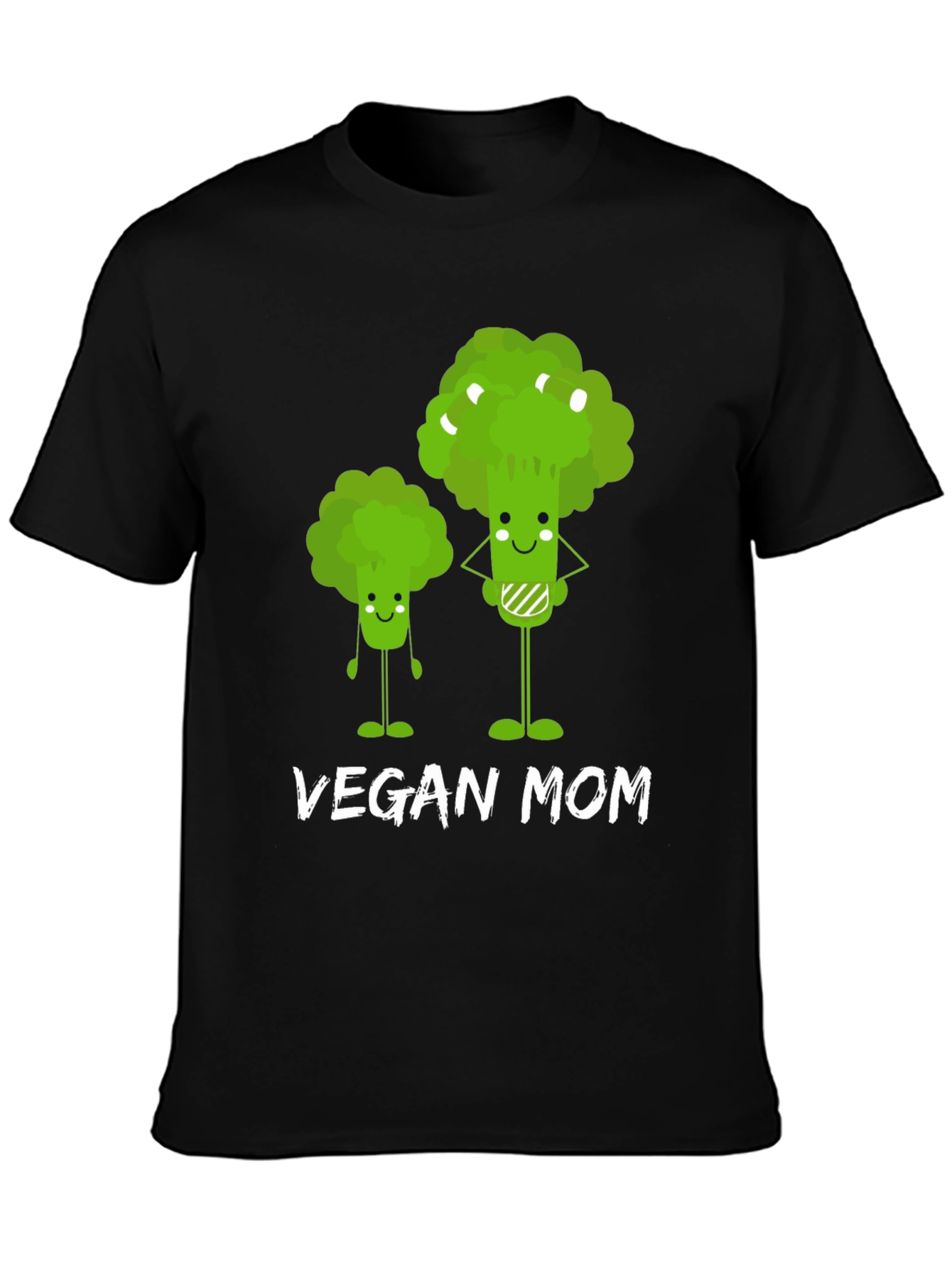 Black Vegan Mom T-Shirt - Cute Broccoli Design view 3