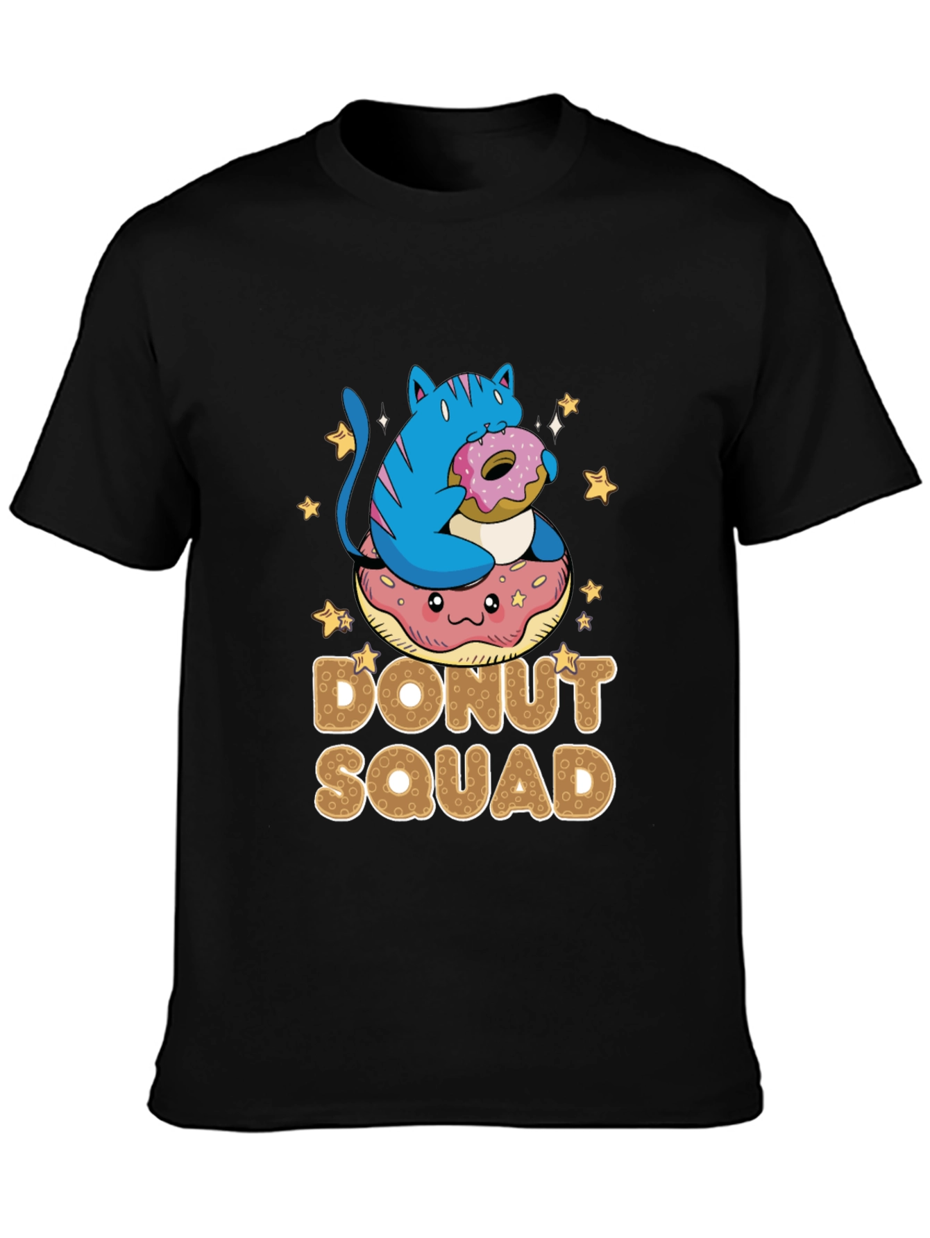 Black Donut Squad T-Shirt - Cat & Donut Graphic Tee view 3