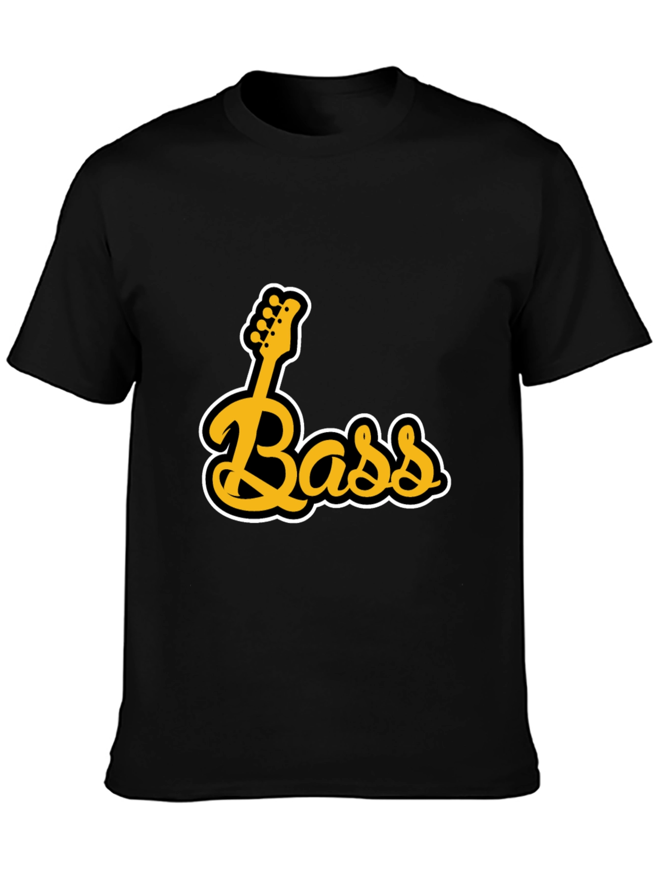 Black Bass Guitar Black Graphic T-Shirt view 3