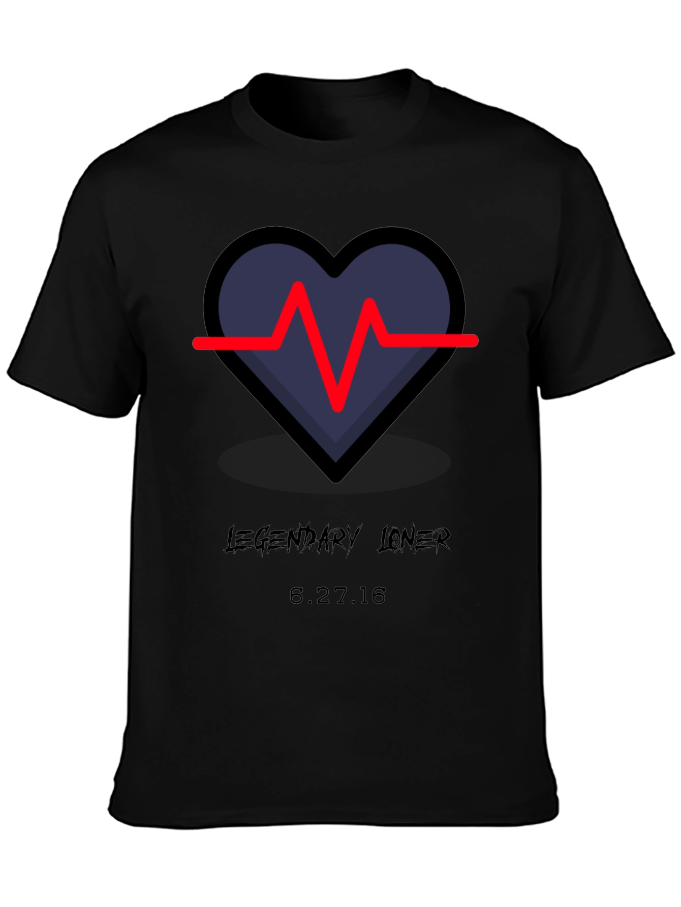 Black Legendary Loner Heartbeat Graphic Tee - Black view 3