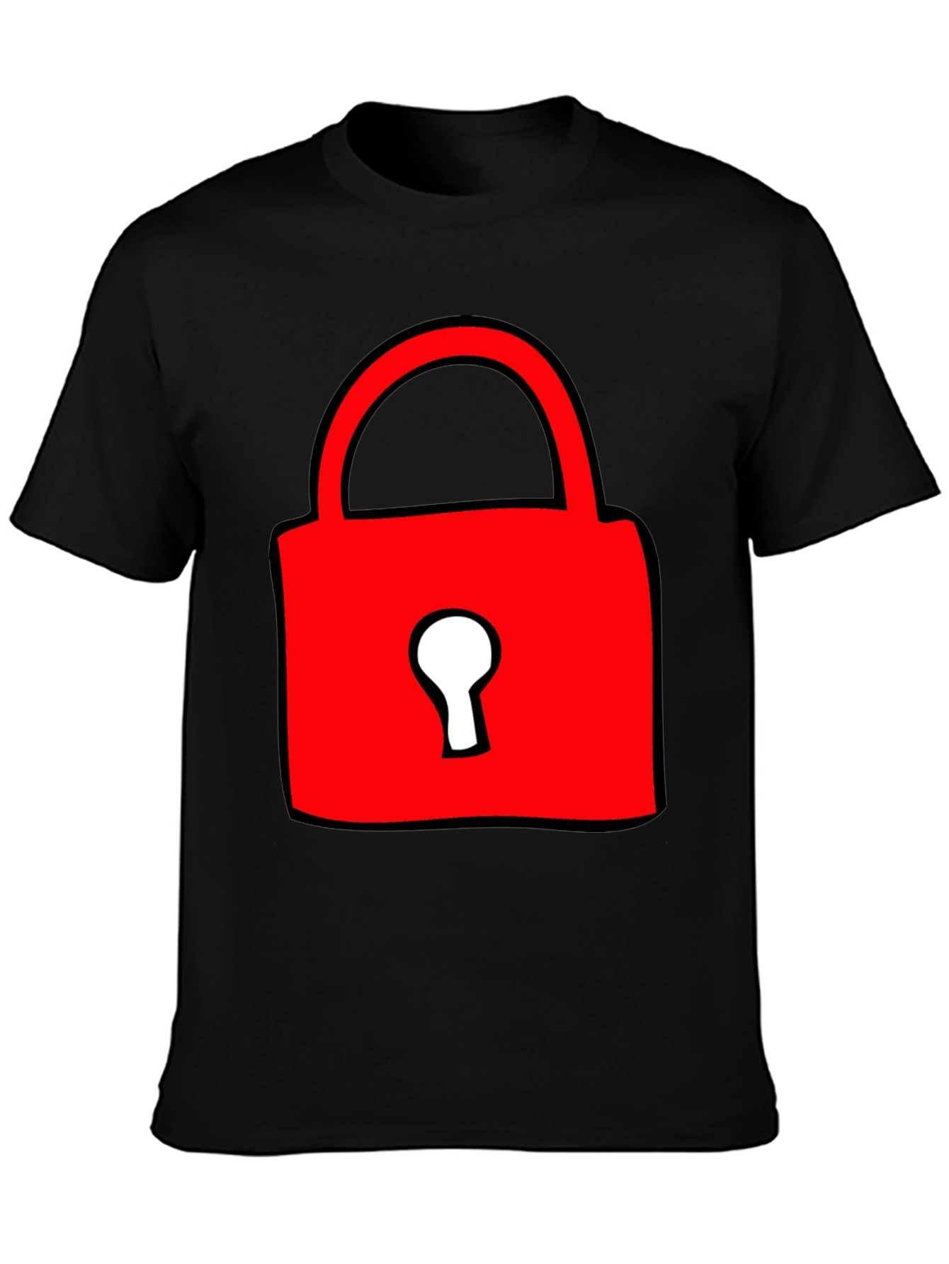 Black Red Lock Graphic T-Shirt - Casual Cotton Tee view 3