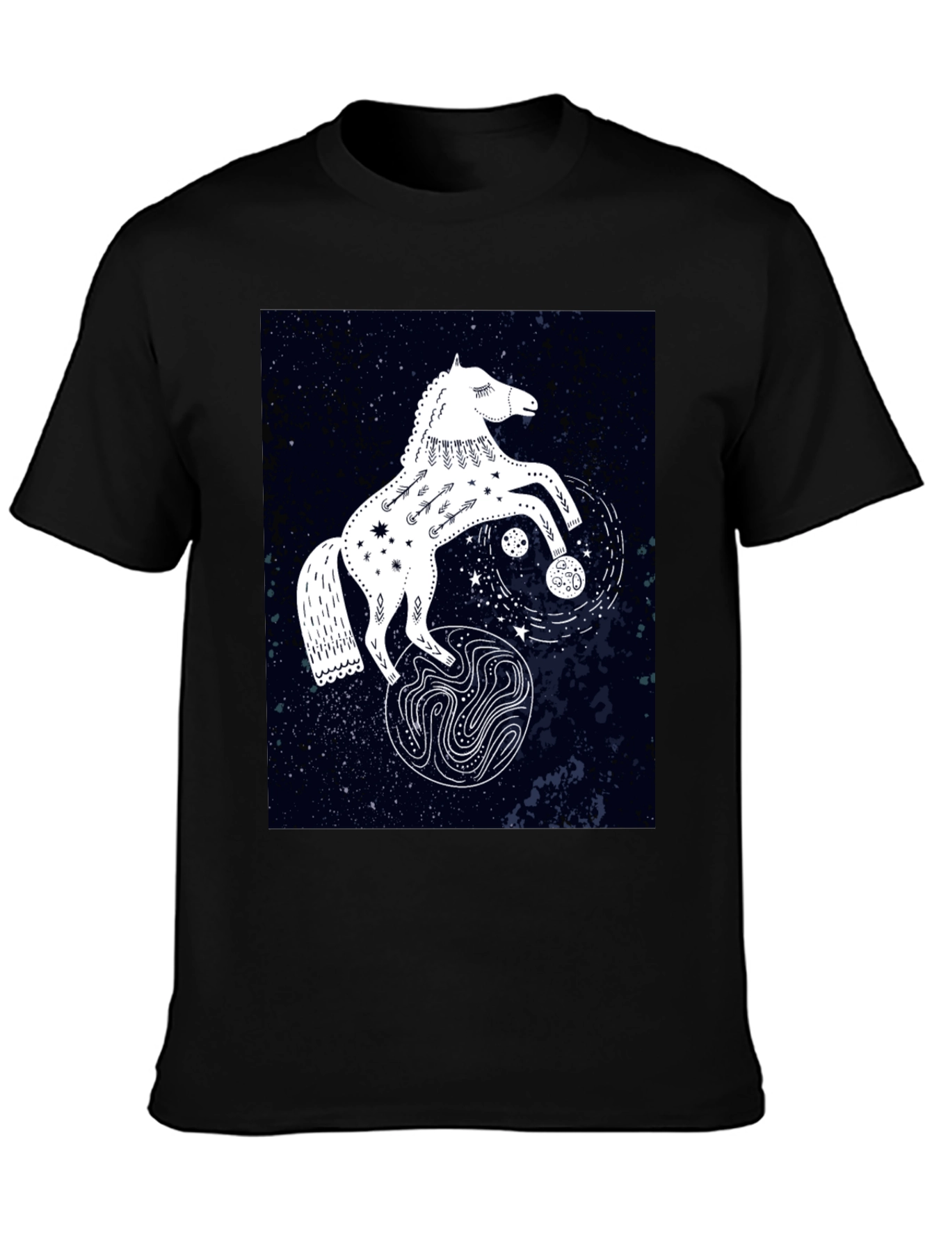 Black Celestial Horse Graphic Tee - Black view 3
