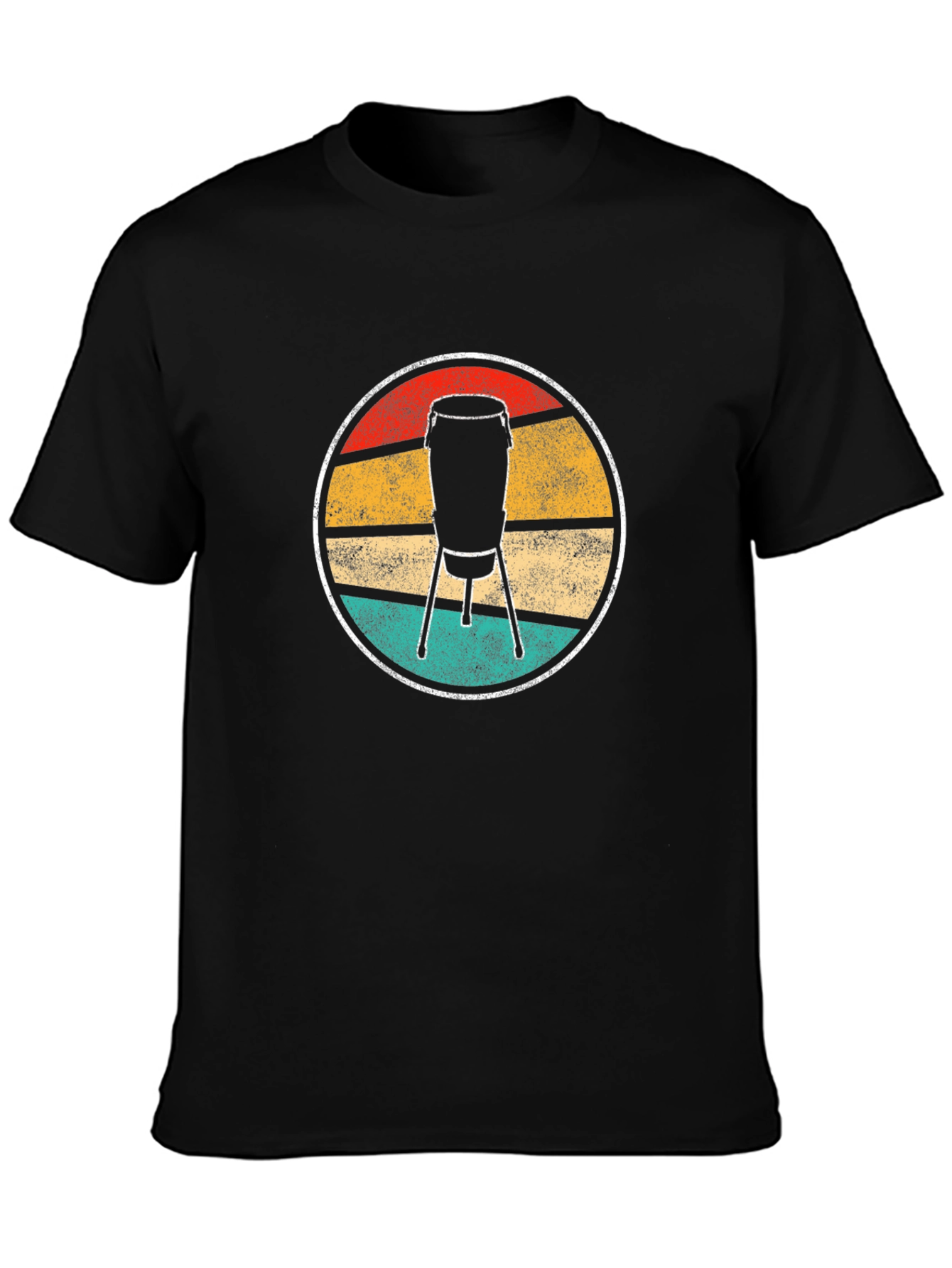 Black Retro Conga Drum T-Shirt - Music Lover Tee view 3