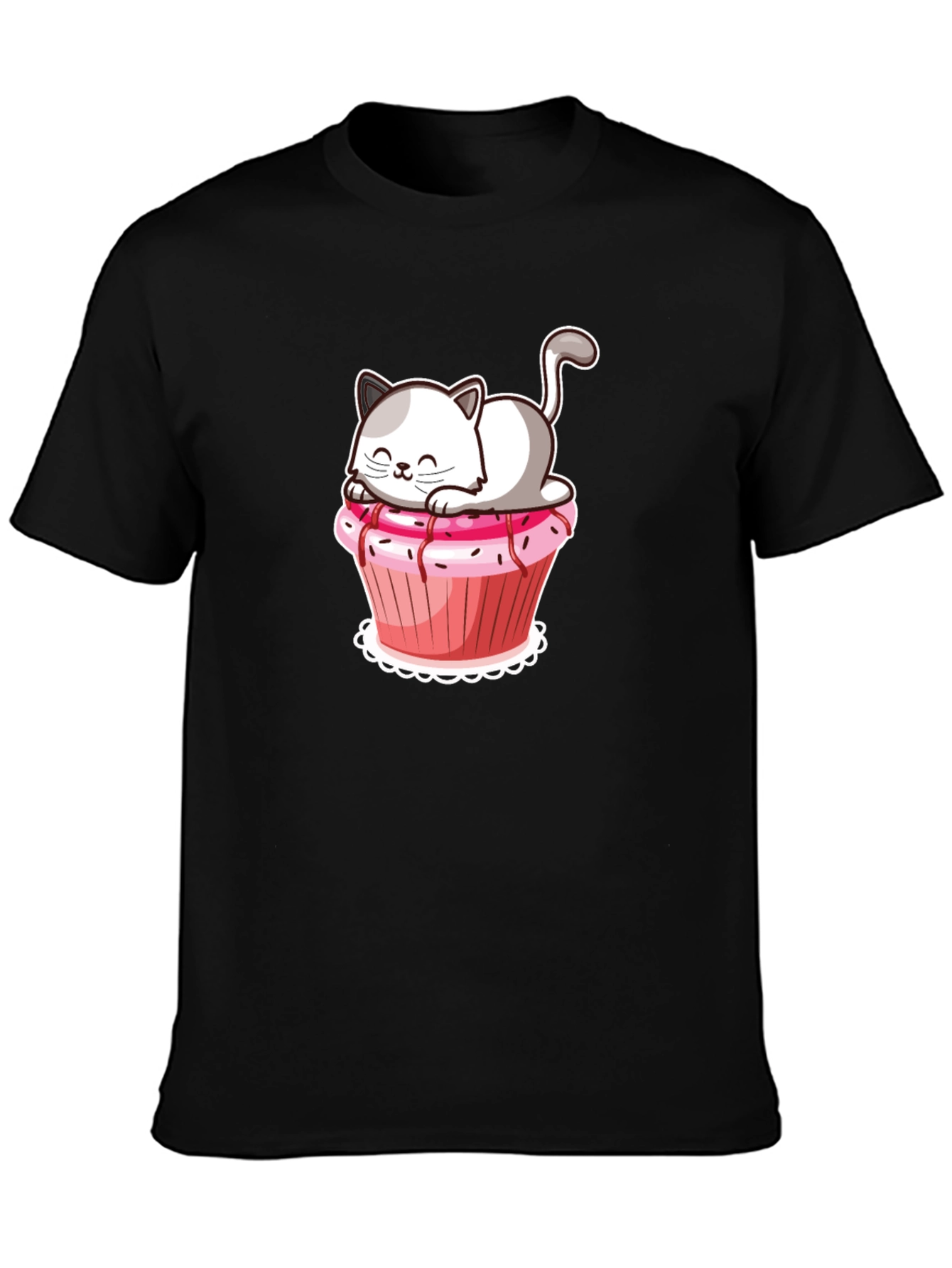 Black Cat Cupcake Graphic T-Shirt view 3