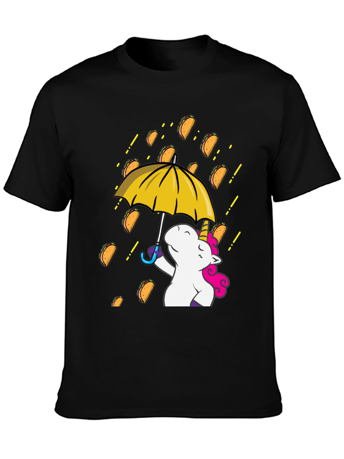 Black Unicorn Taco Rain Graphic T-Shirt view 3
