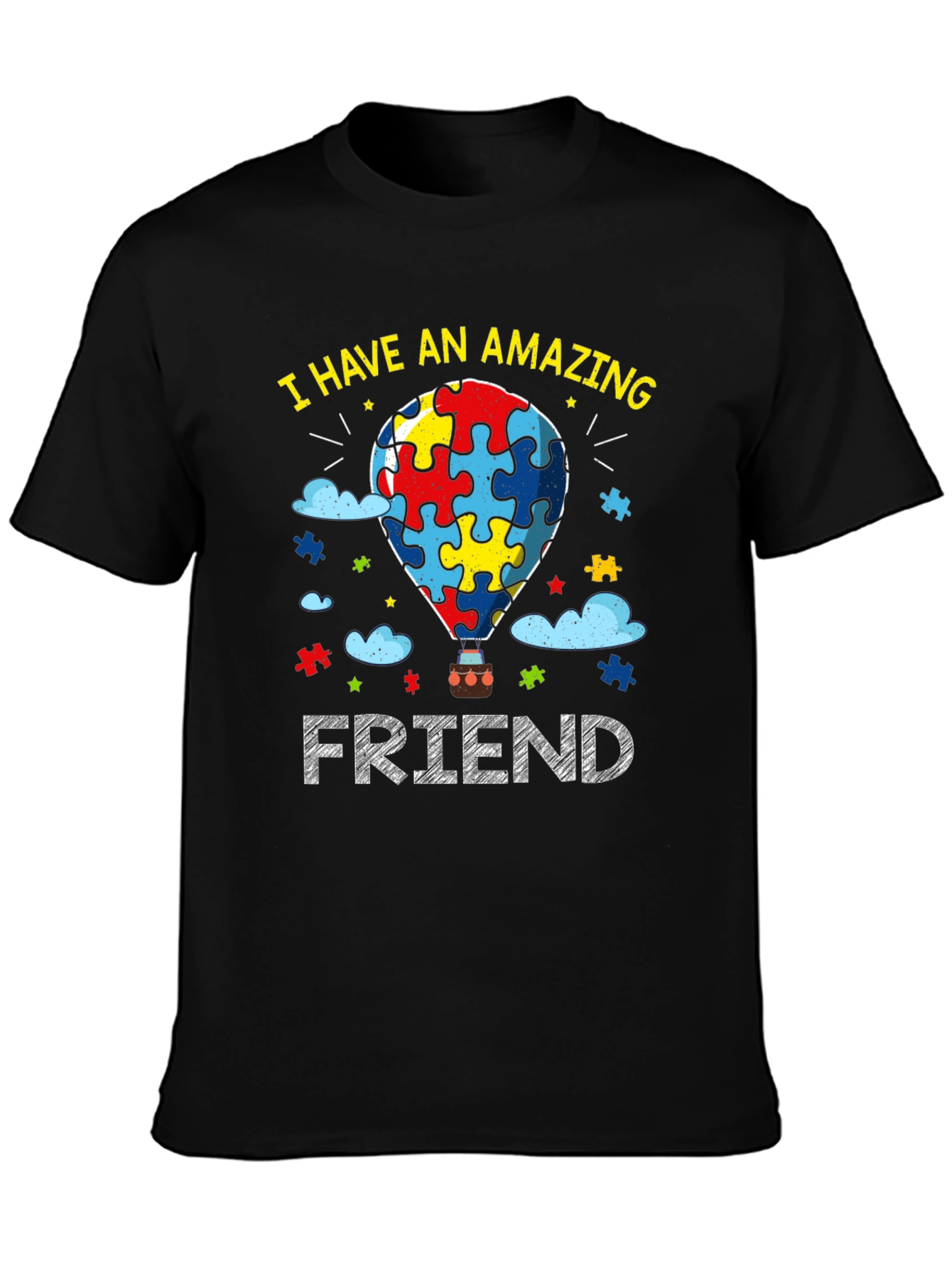 Black Amazing Friend Autism Awareness T-Shirt view 3