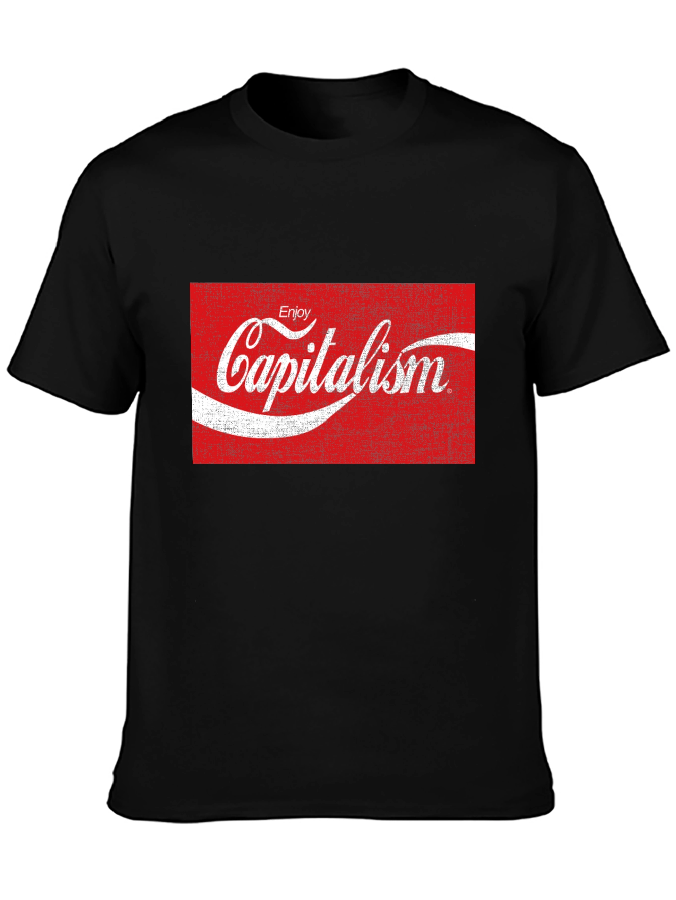 Black Enjoy Capitalism T-Shirt - Novelty Graphic Tee view 3