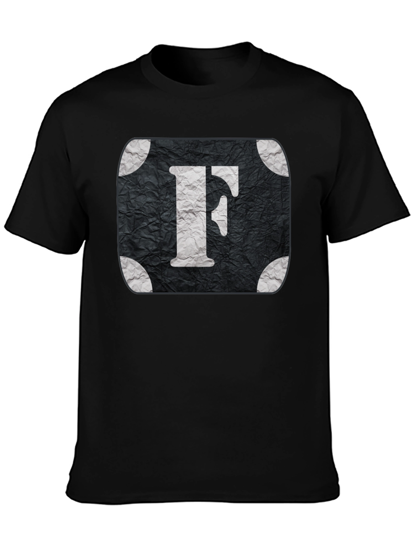 Black Letter F Graphic Tee - Black Cotton Blend view 3