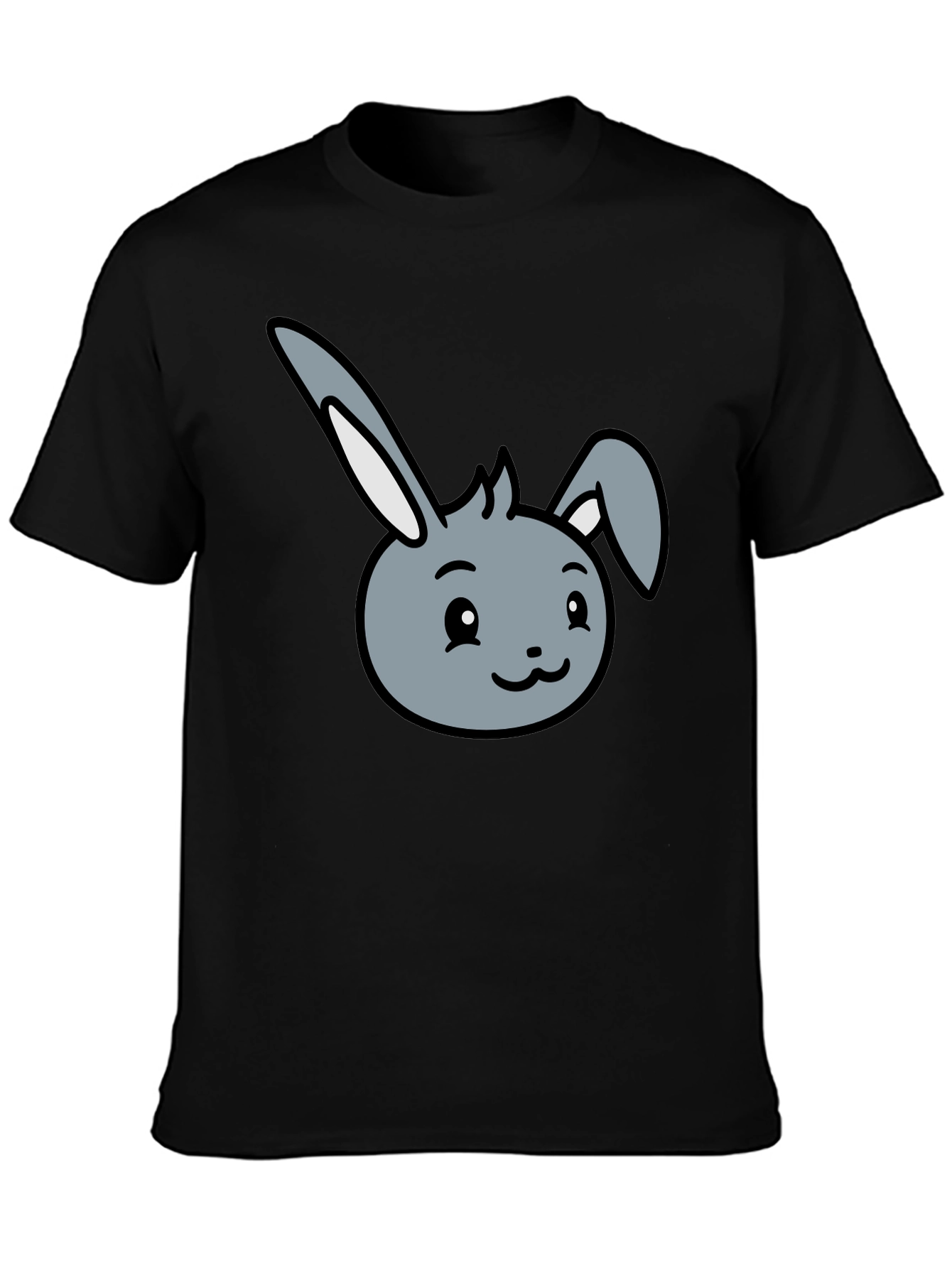 Black Cute Bunny Graphic Tee - Soft Cotton Blend view 3