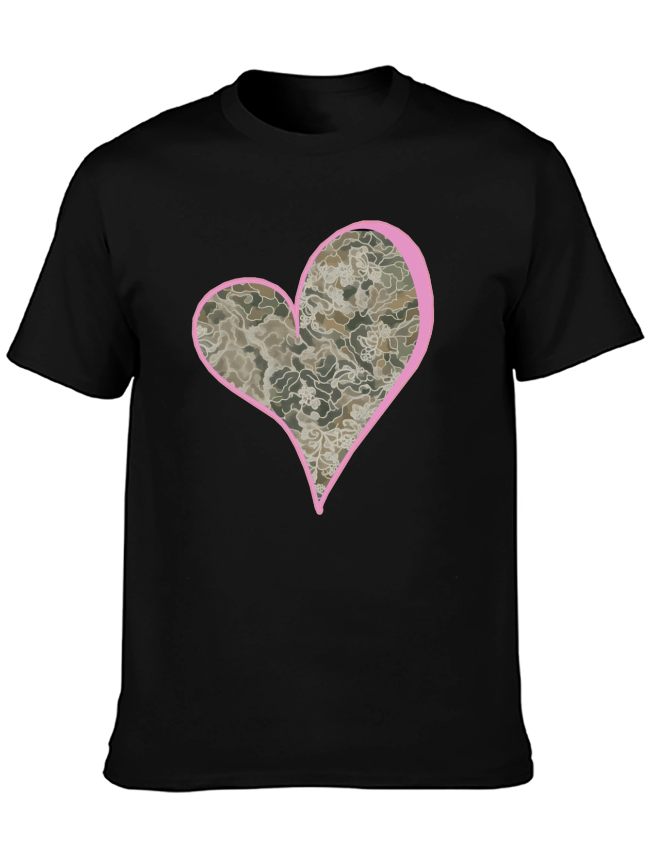 Black Heart Camo Tee - Unique Graphic T-Shirt view 3