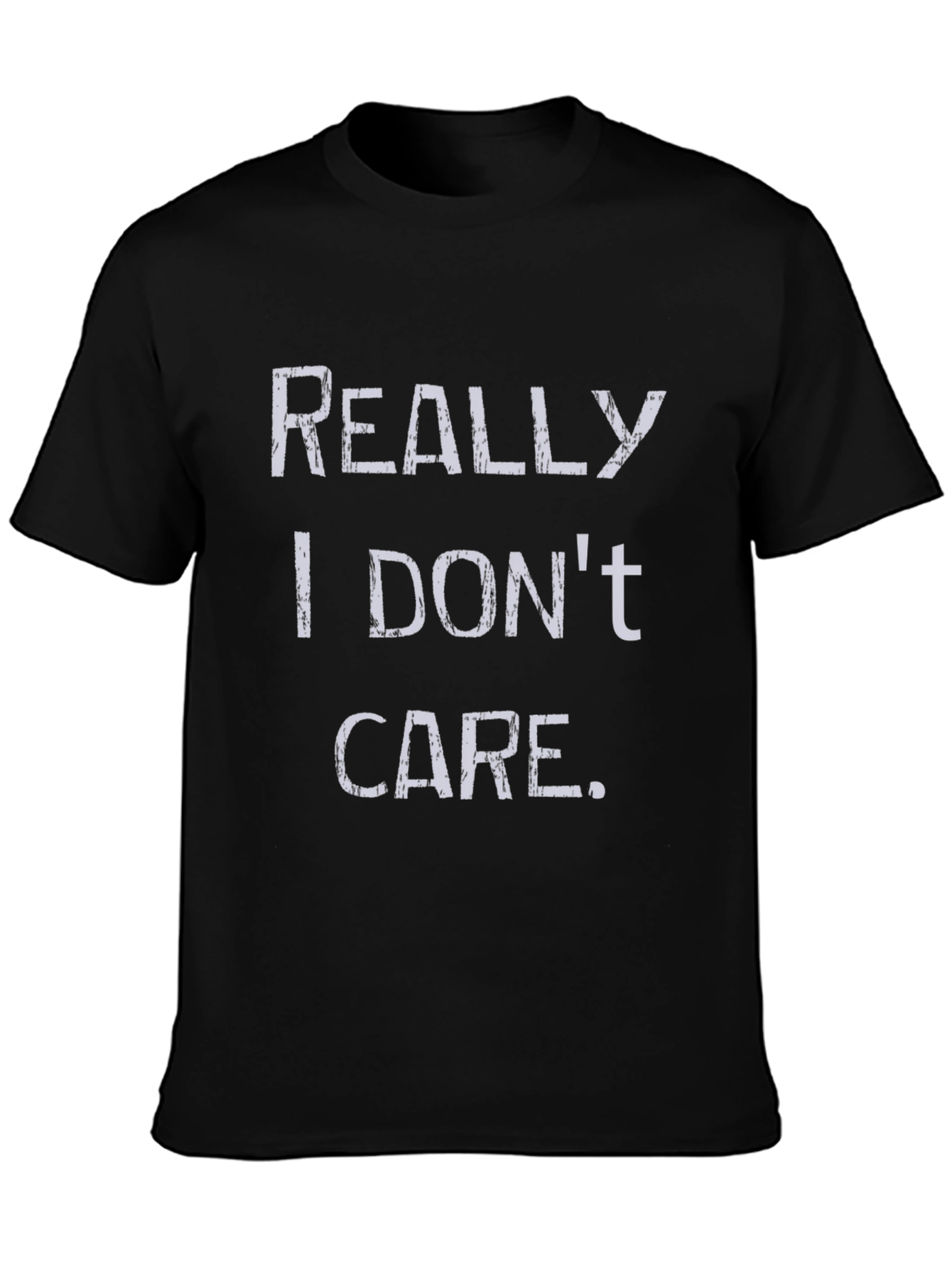 Black Funny "Really I Don't Care" Graphic T-Shirt view 3