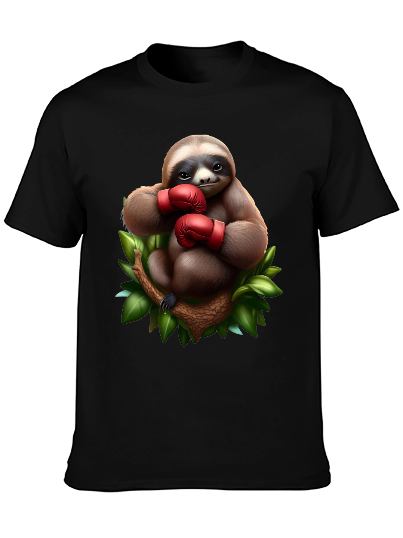 Black Sloth Boxer Graphic T-Shirt view 3
