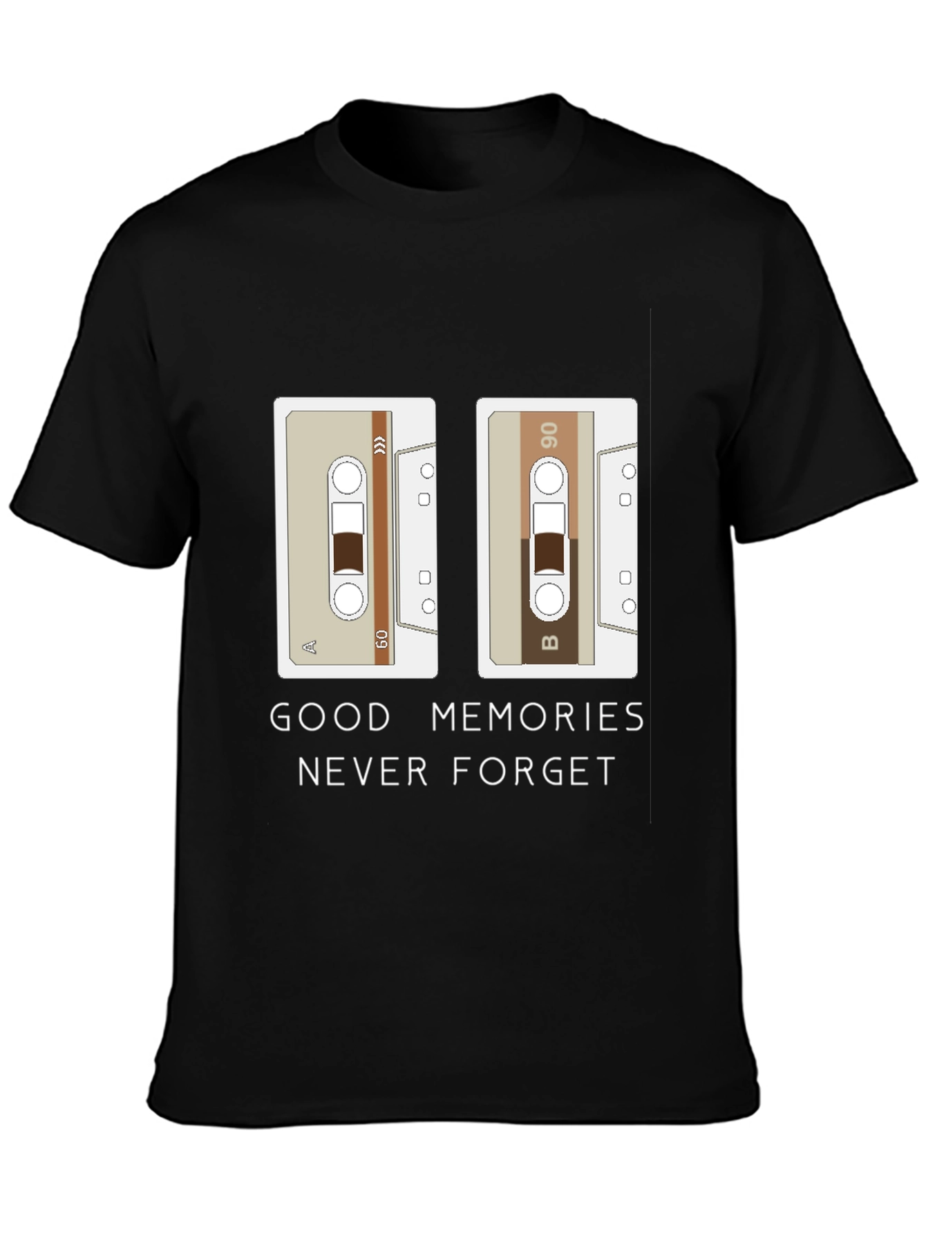 Black Retro Cassette Tape Graphic T-Shirt: Good Memories Tee view 3