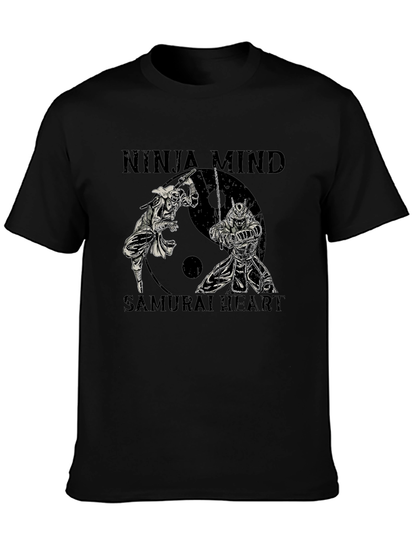 Black Ninja Mind Samurai Heart Graphic T-Shirt view 3