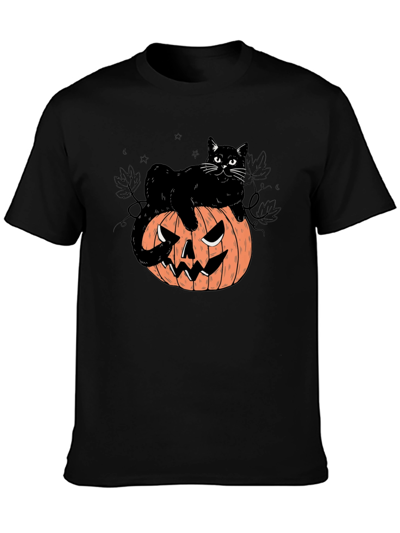 Black Halloween Cat on Pumpkin Graphic Tee view 3