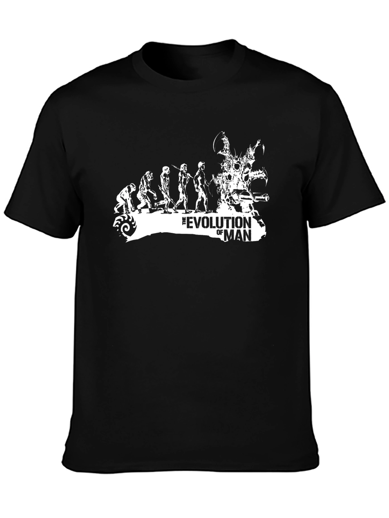 Black Evolution of Man Graphic Print T-Shirt view 3