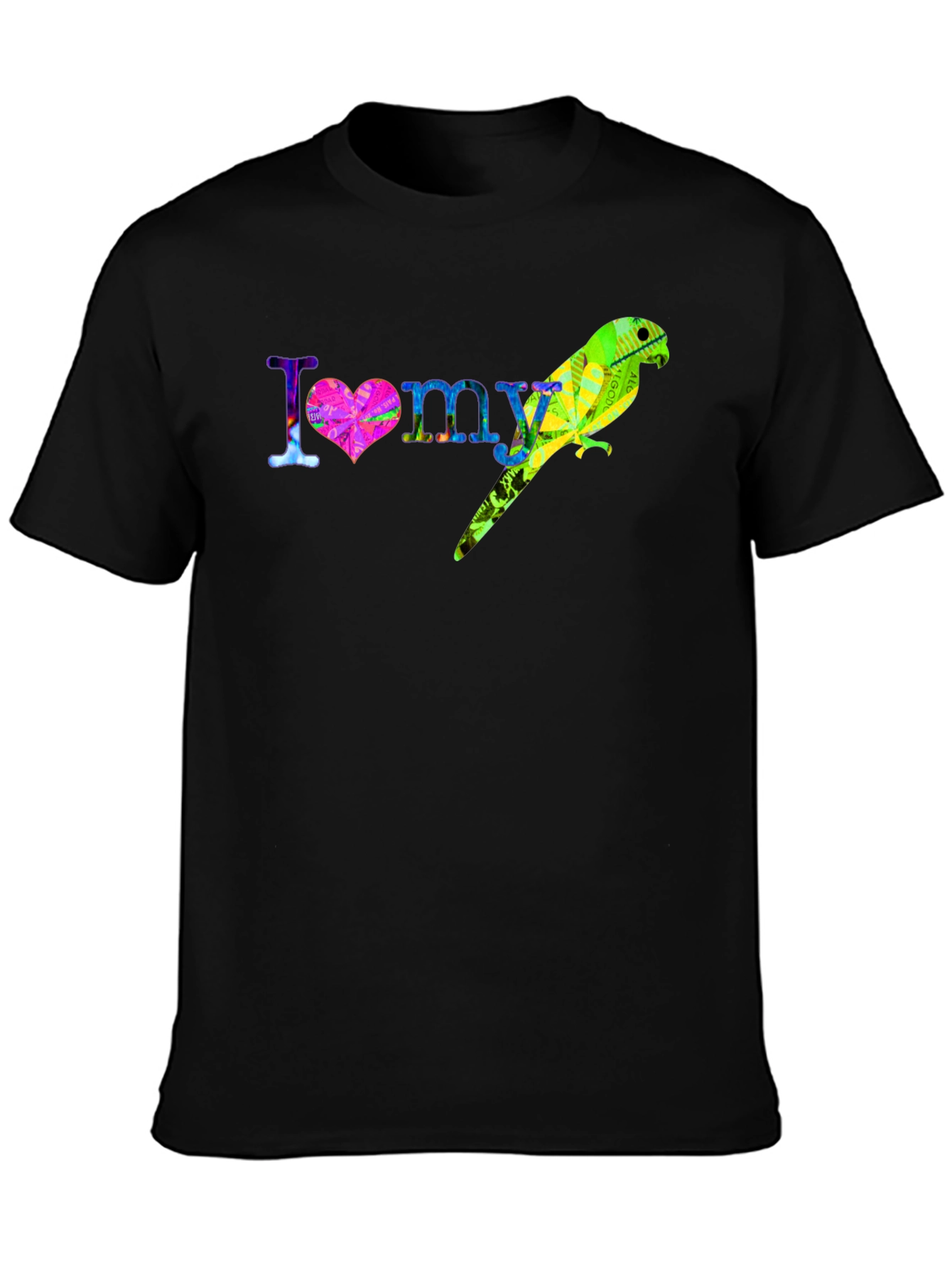 Black I Love My Parrot T-Shirt Colorful Bird Tee view 3