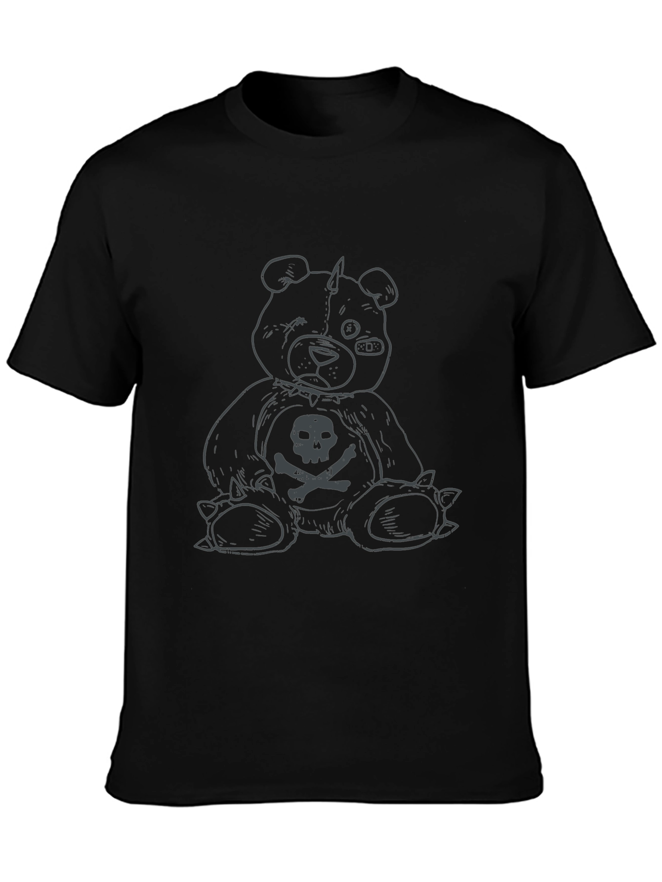 Black Edgy Teddy Graphic Tee - Black Cotton view 3