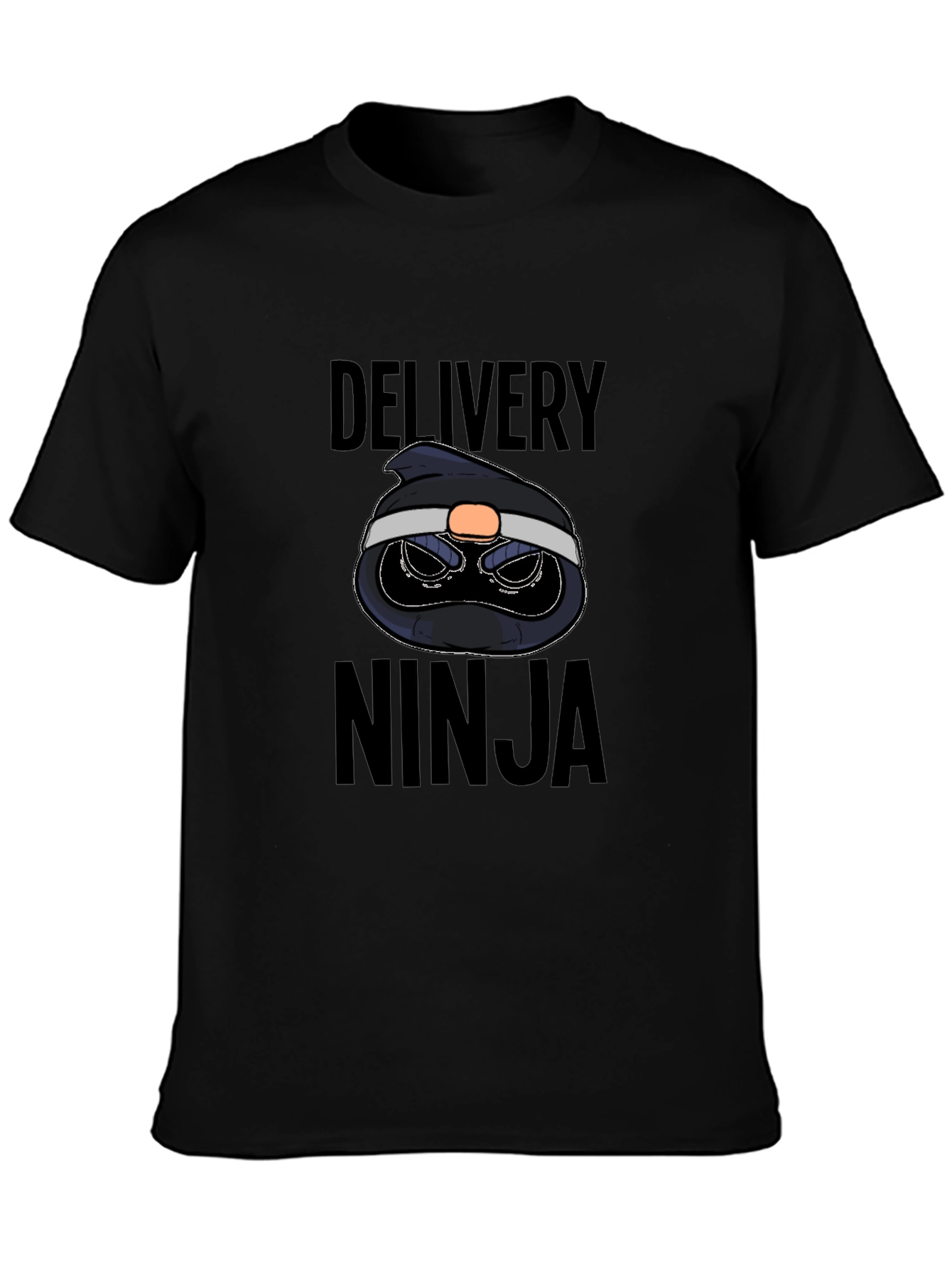 Black Delivery Ninja Graphic Tee - Black Cotton T-Shirt view 3