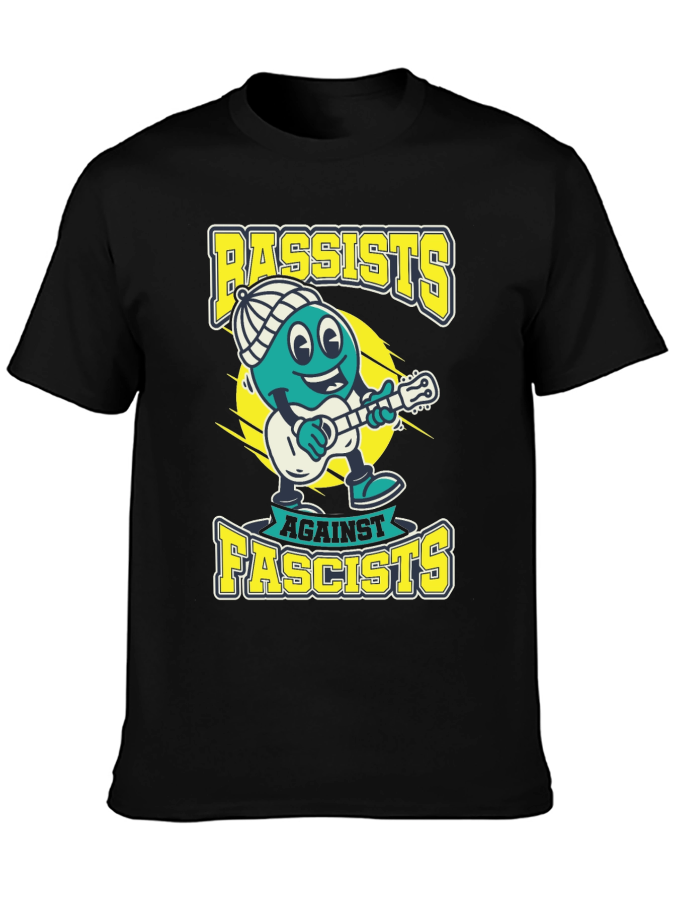 Black Bassists Against Fascists Graphic Tee - Political Statement T-Shirt view 3