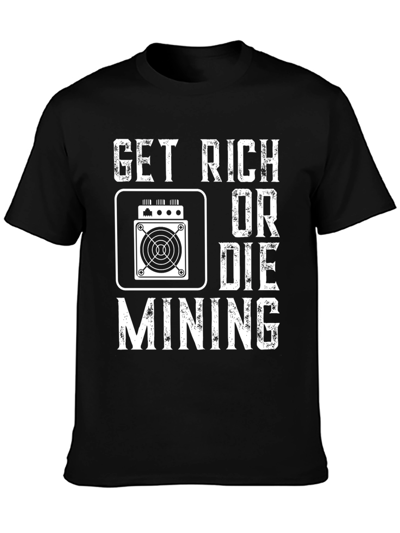Black Get Rich or Die Mining Black T-Shirt view 3