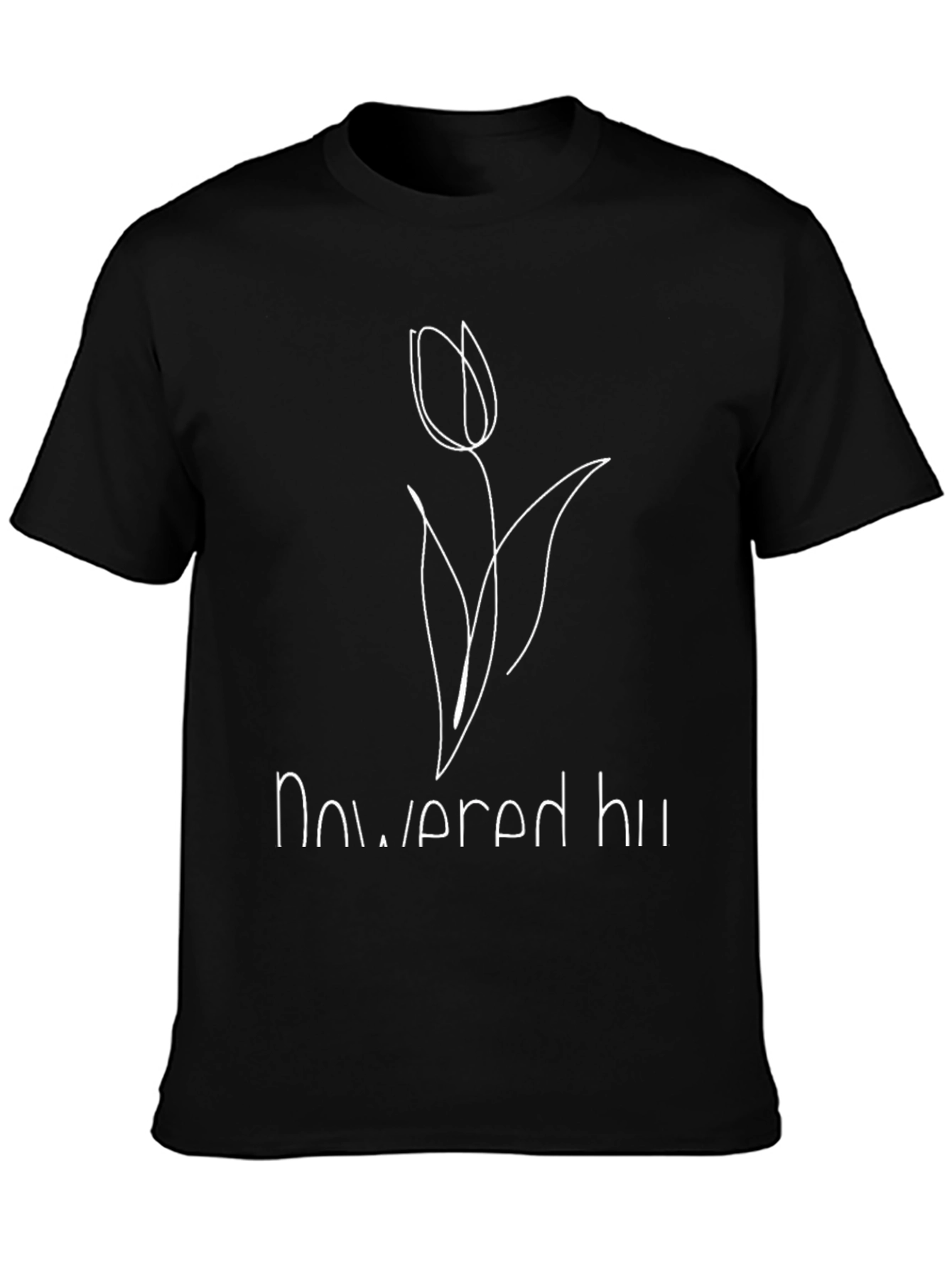 Black Minimalist Tulip Outline Graphic T-Shirt - Black view 3