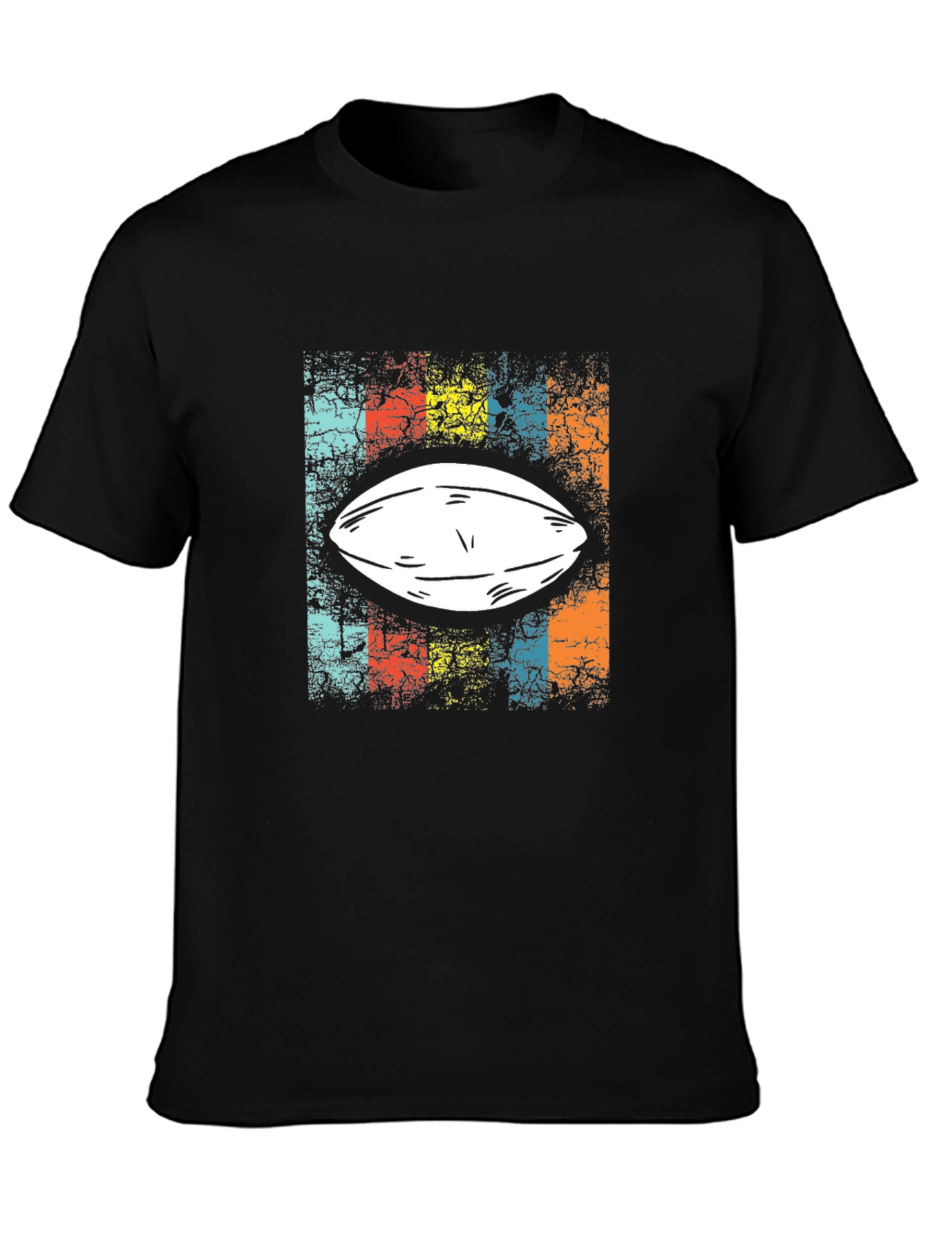 Black Retro Football T-Shirt - Black Tee view 3