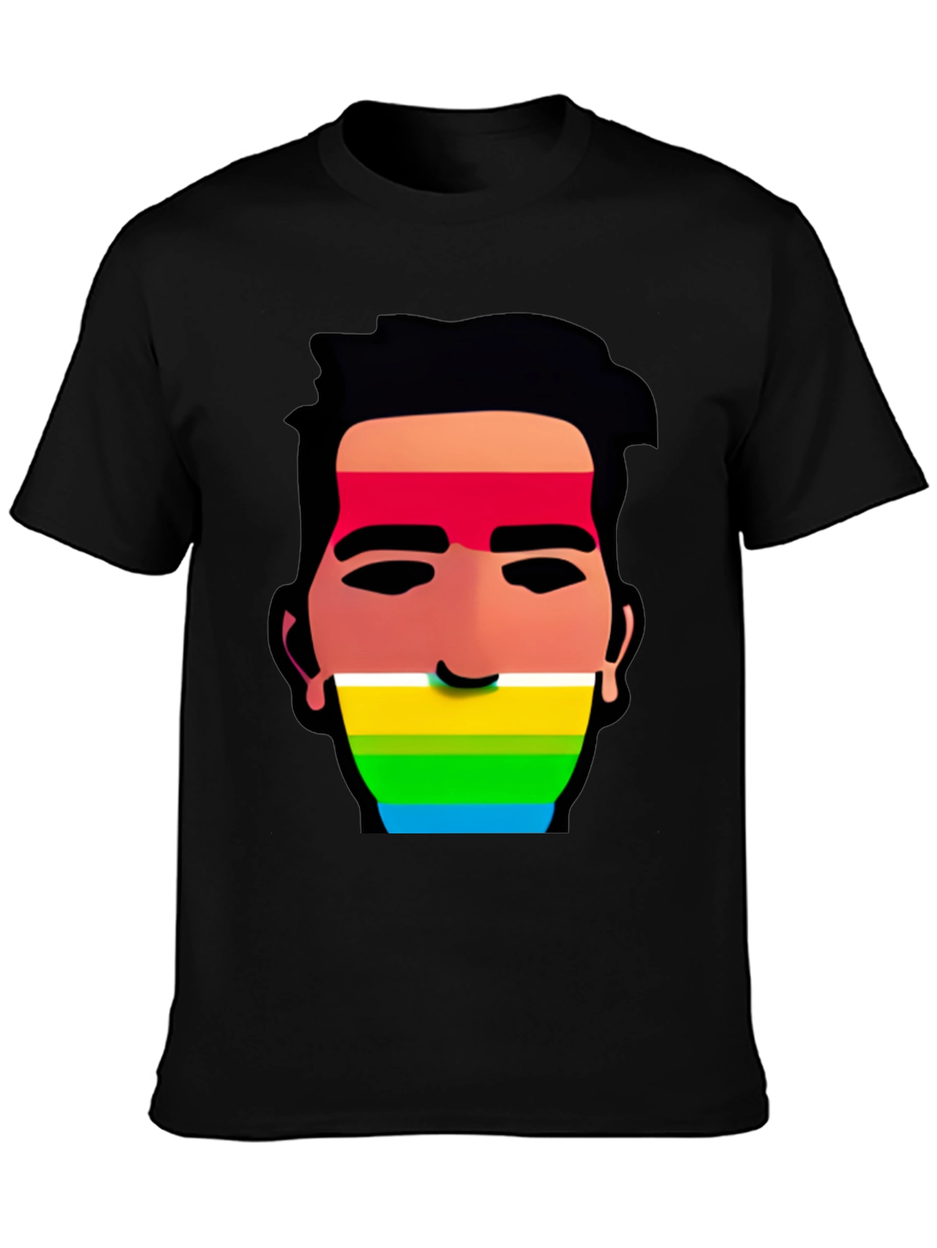 Black Rainbow Face Graphic Tee view 3