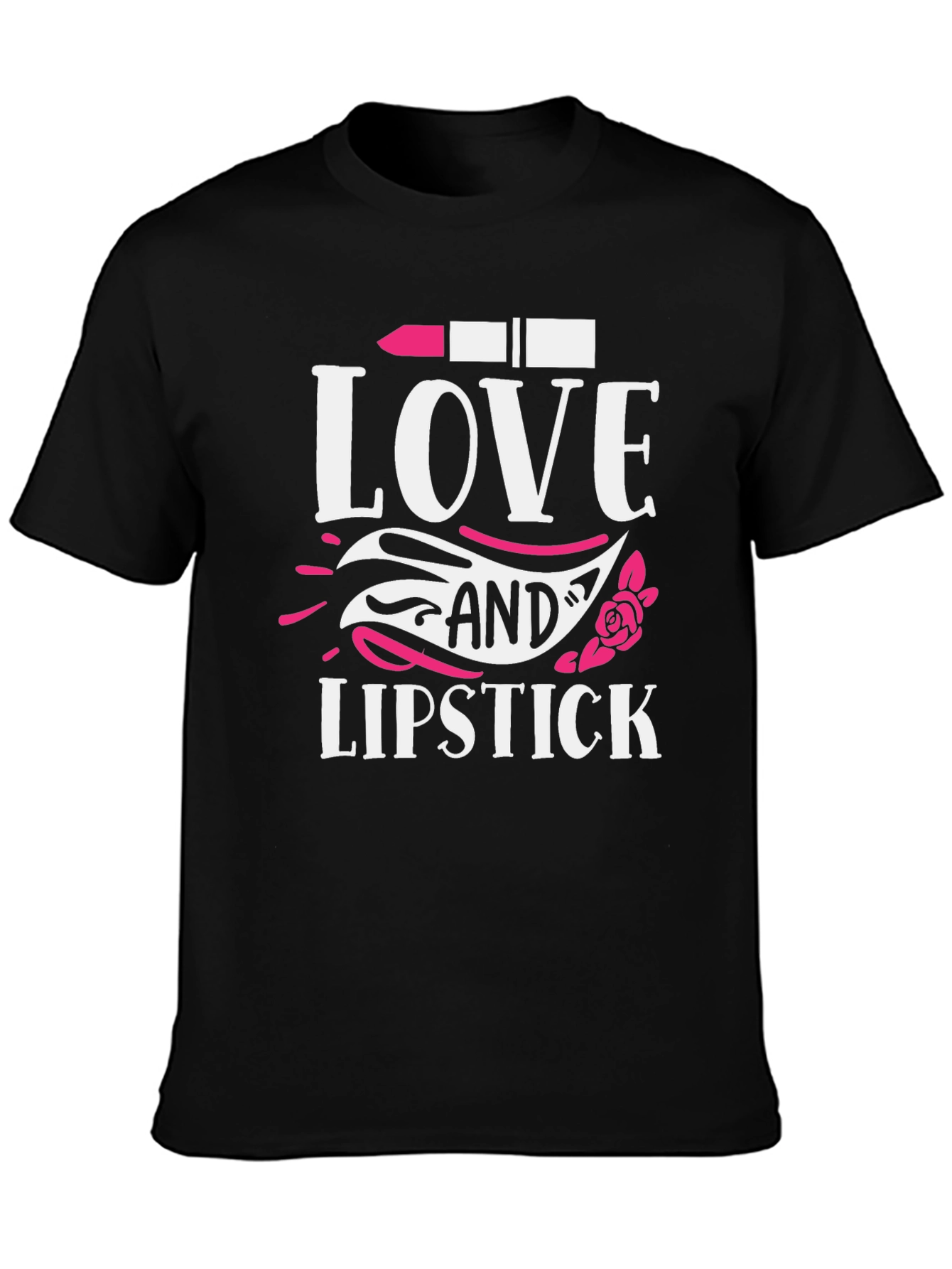 Black Love and Lipstick T-Shirt - Stylish Graphic Tee view 3