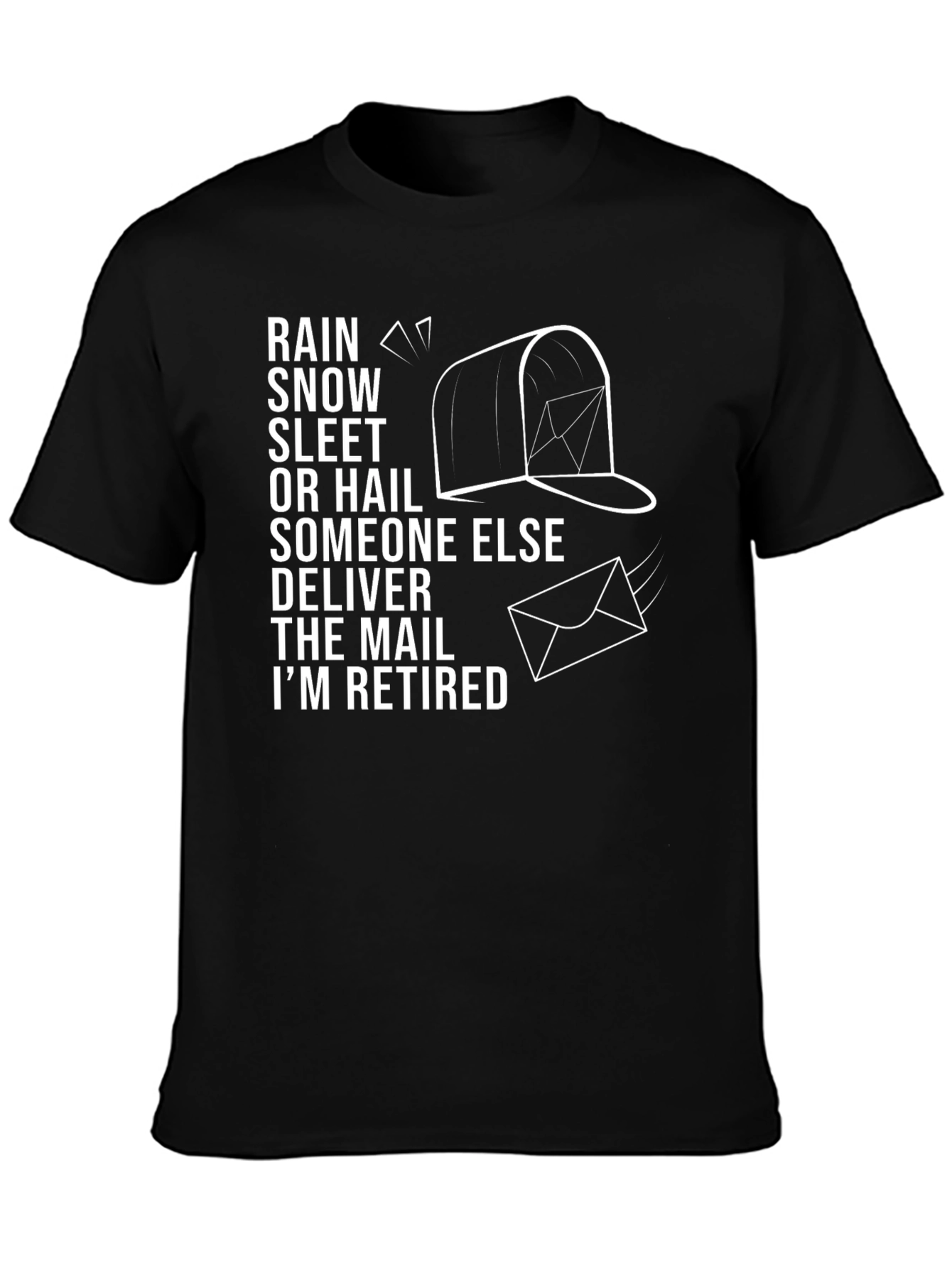 Black Retired Mail Carrier T-Shirt - Funny Postman Gift view 3