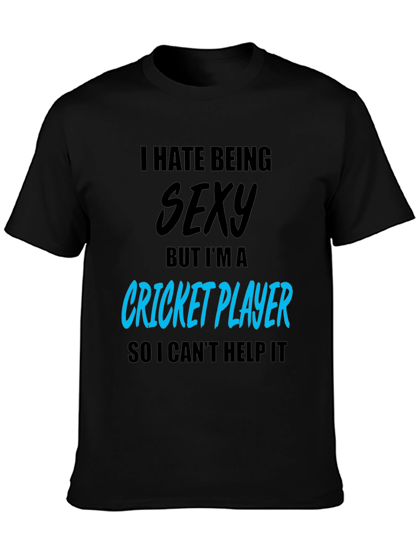 Black Funny Cricket Player Graphic T-Shirt view 3