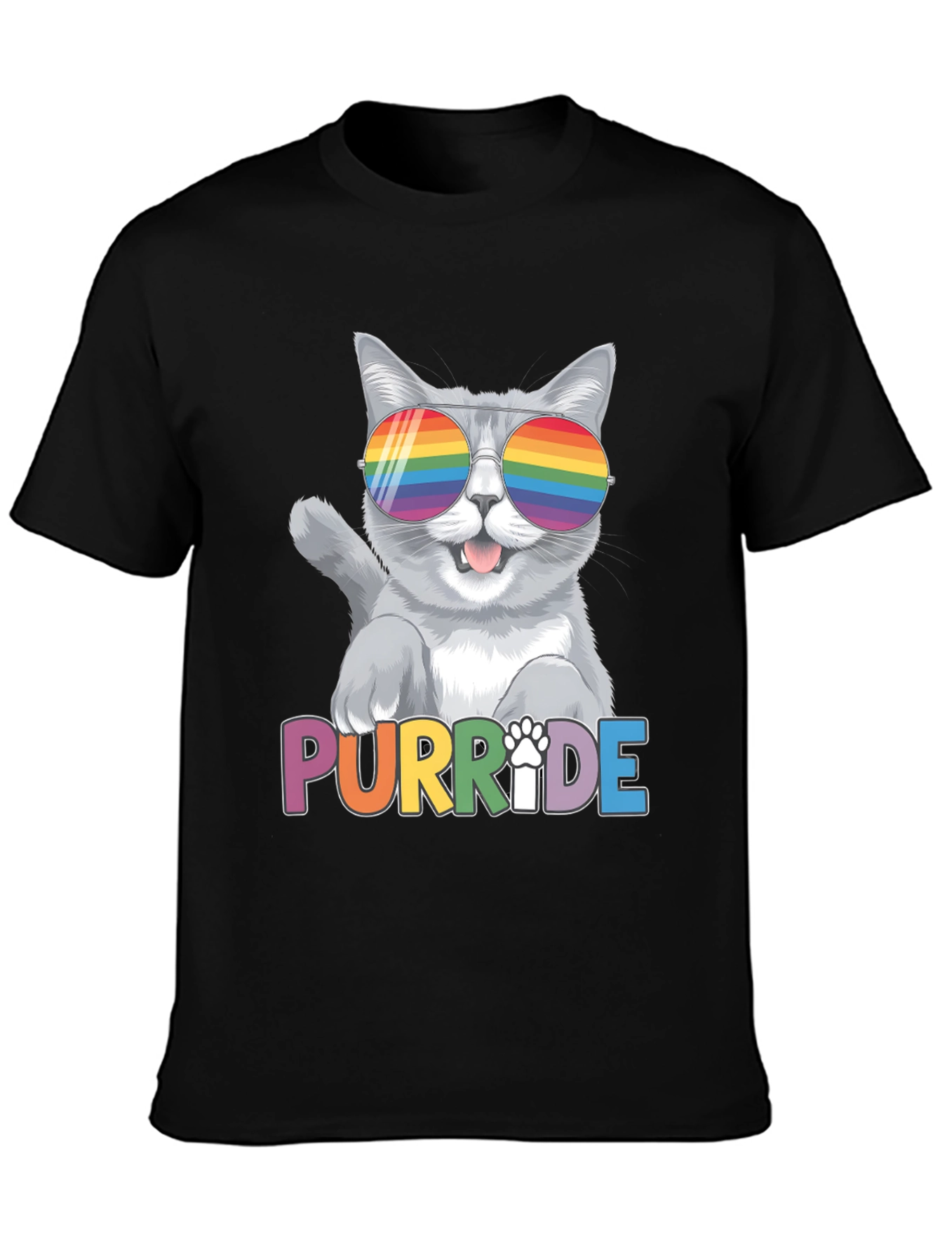 Black Purr-ide Cat T-Shirt view 3