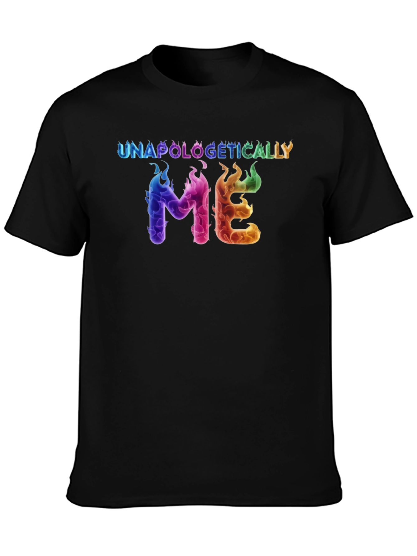 Black Unapologetically Me Rainbow Flame Graphic Tee view 3