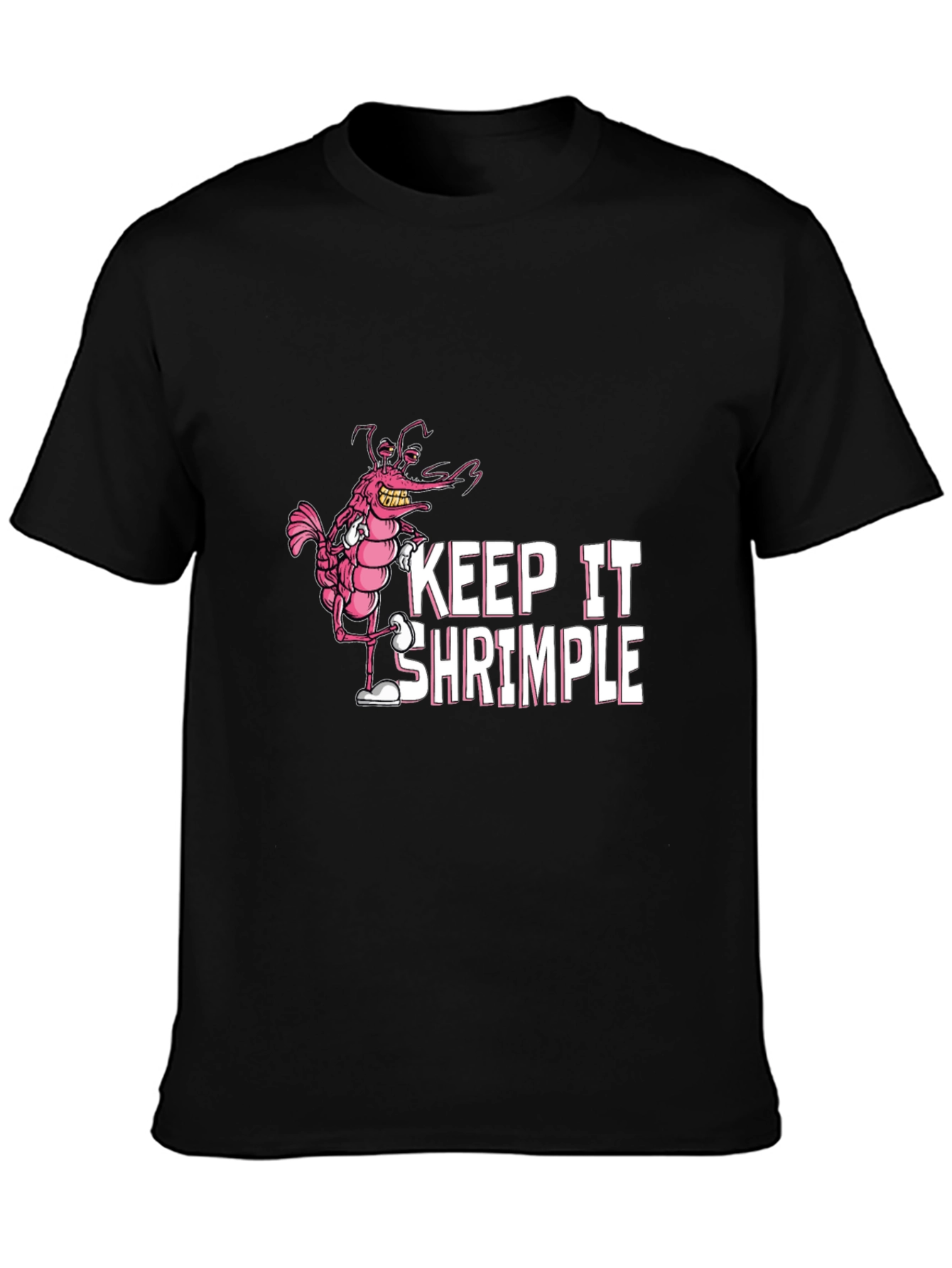 Black Keep It Shrimple Funny Graphic Tee view 3